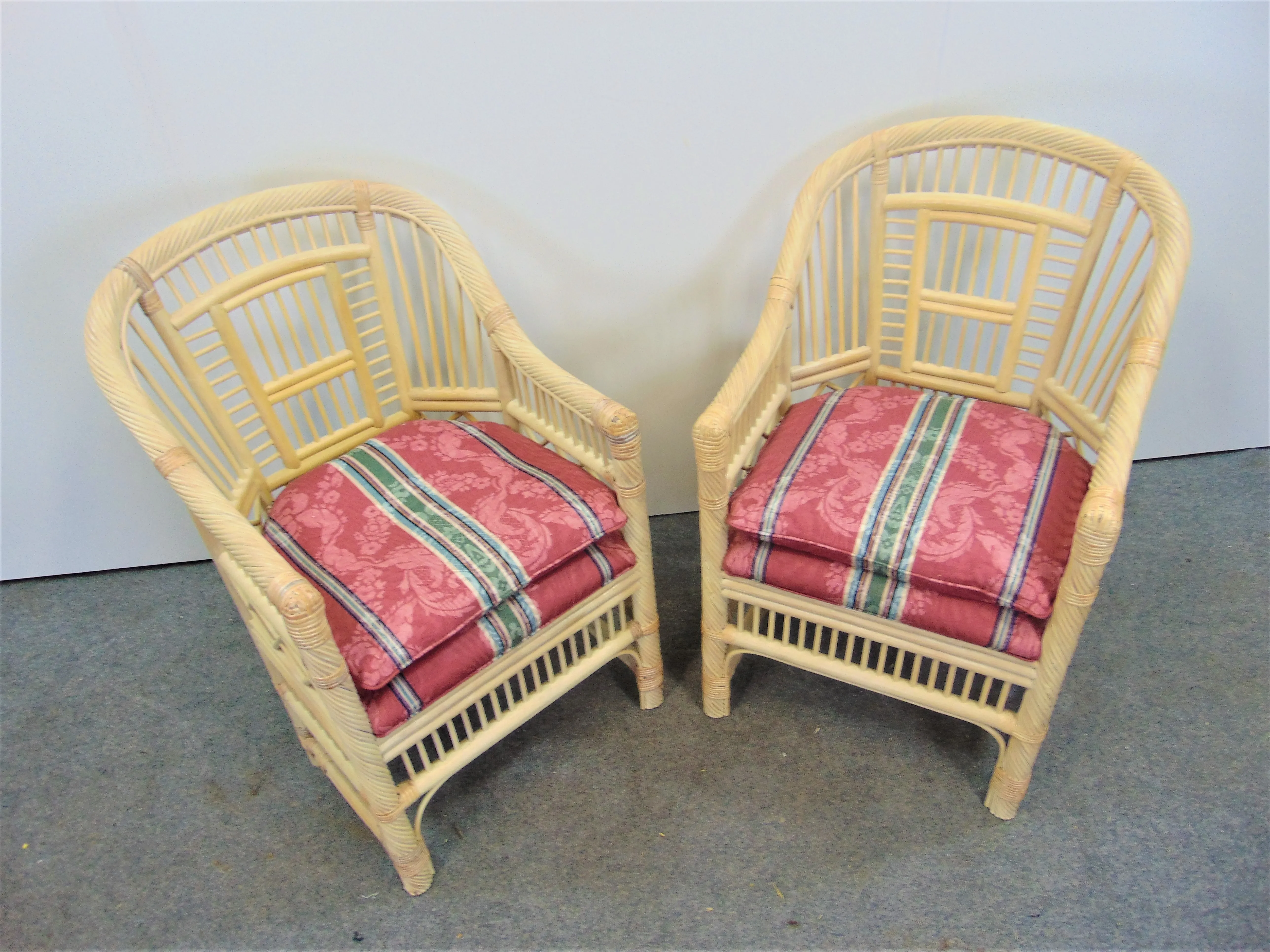 Andre Originals Chinoiserie Style Rattan Chairs - a Pair