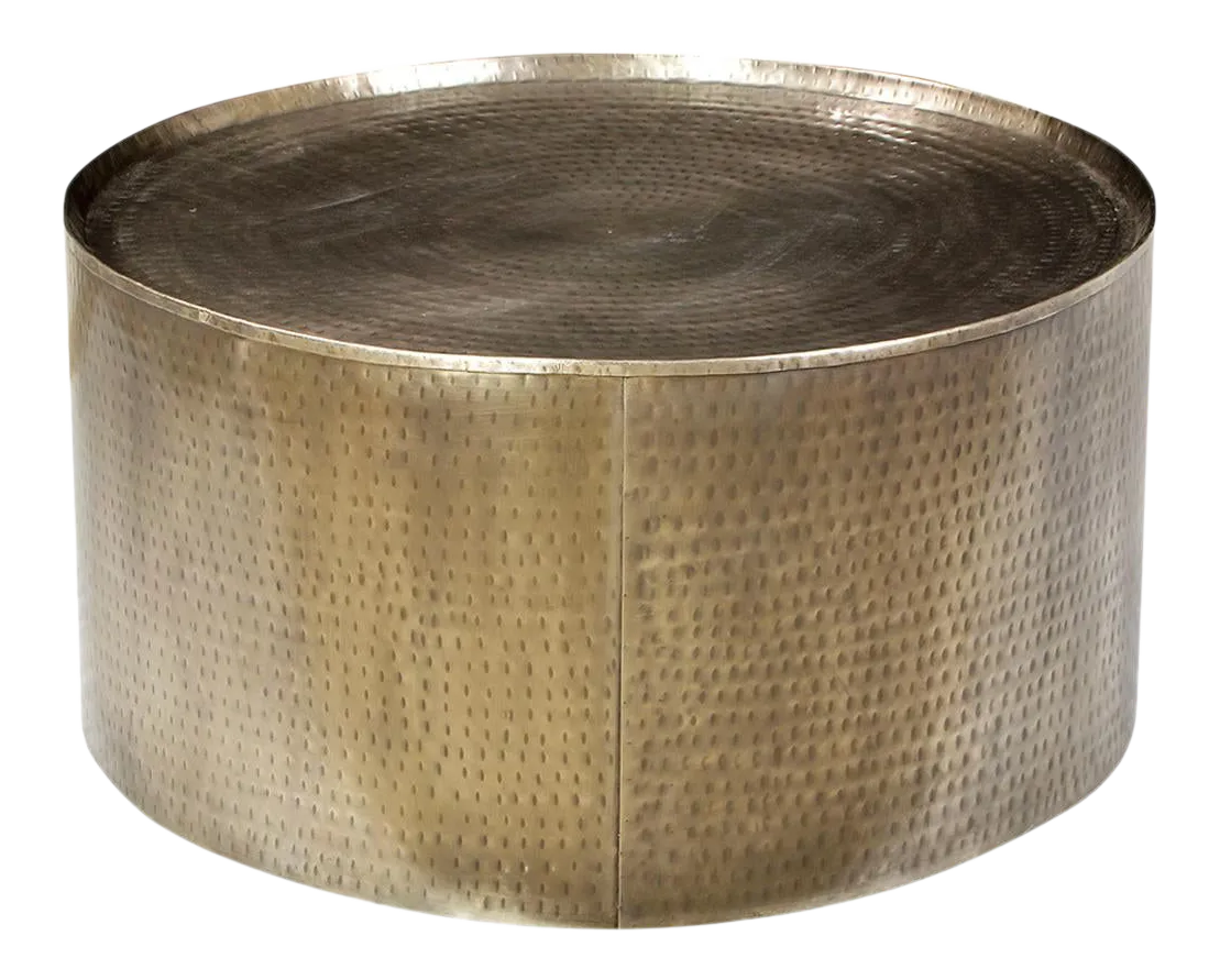 Hammered Brass Drum Coffee Table Chairish