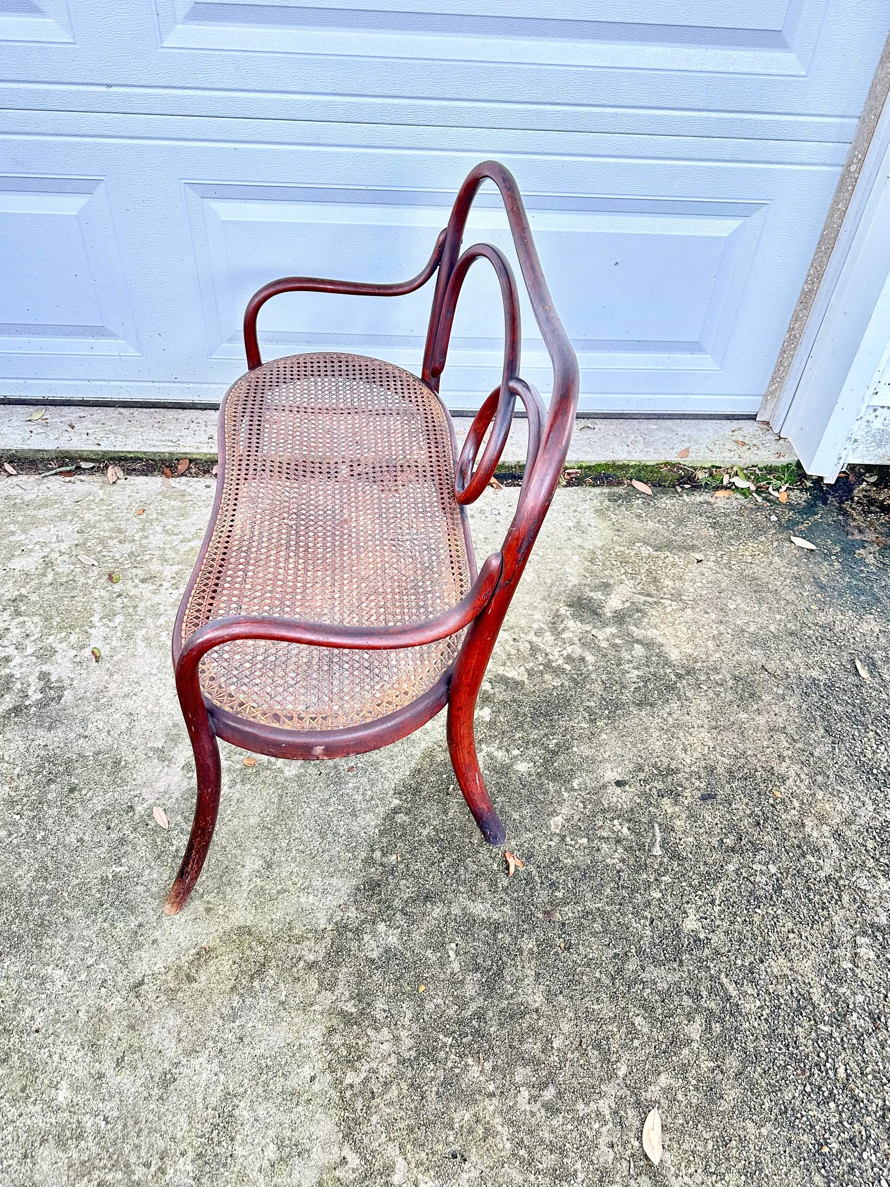 Antique Child’s Bentwood and Cane Bench