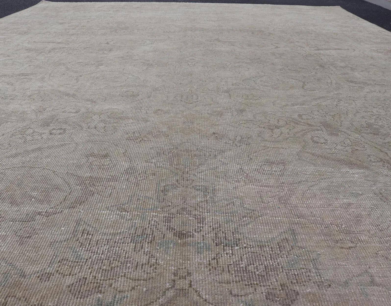 Antique Turkish Oushak Rug in Mist Blue, and Soft Grey Tones 9\'10 X 13\'10
