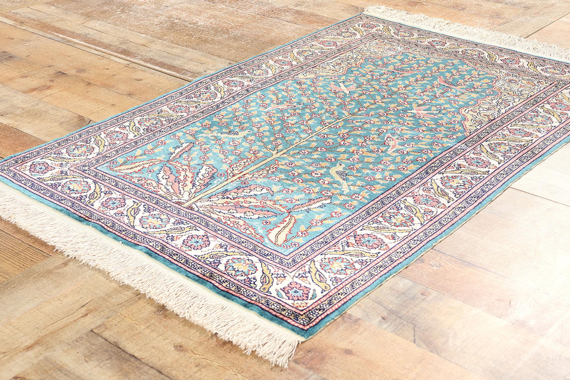 Vintage Turkish Silk Tree of Life Rug - 02'09 X 04'02 | Chairish