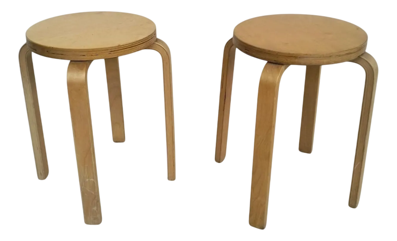 E60 Wooden Stools by Alvar Aalto for Artek, 1960s, Set of 2 | Chairish