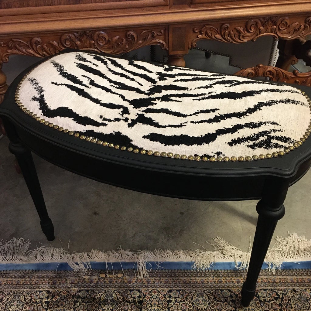 Zebra Print Vanity Bench Sold At Auction: Cow Hide Zebra Print Vanity
