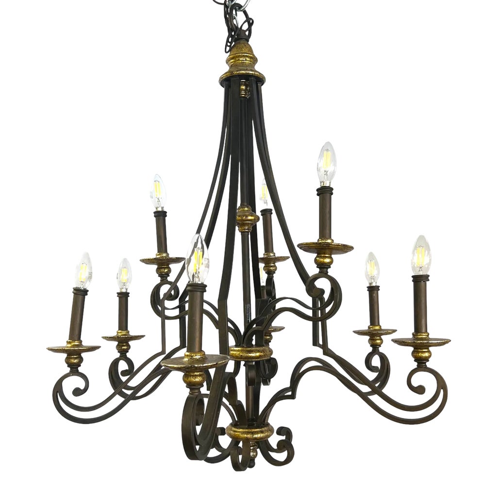 Vintage 9-Arm Rustic Wrought Iron Chandelier | Chairish