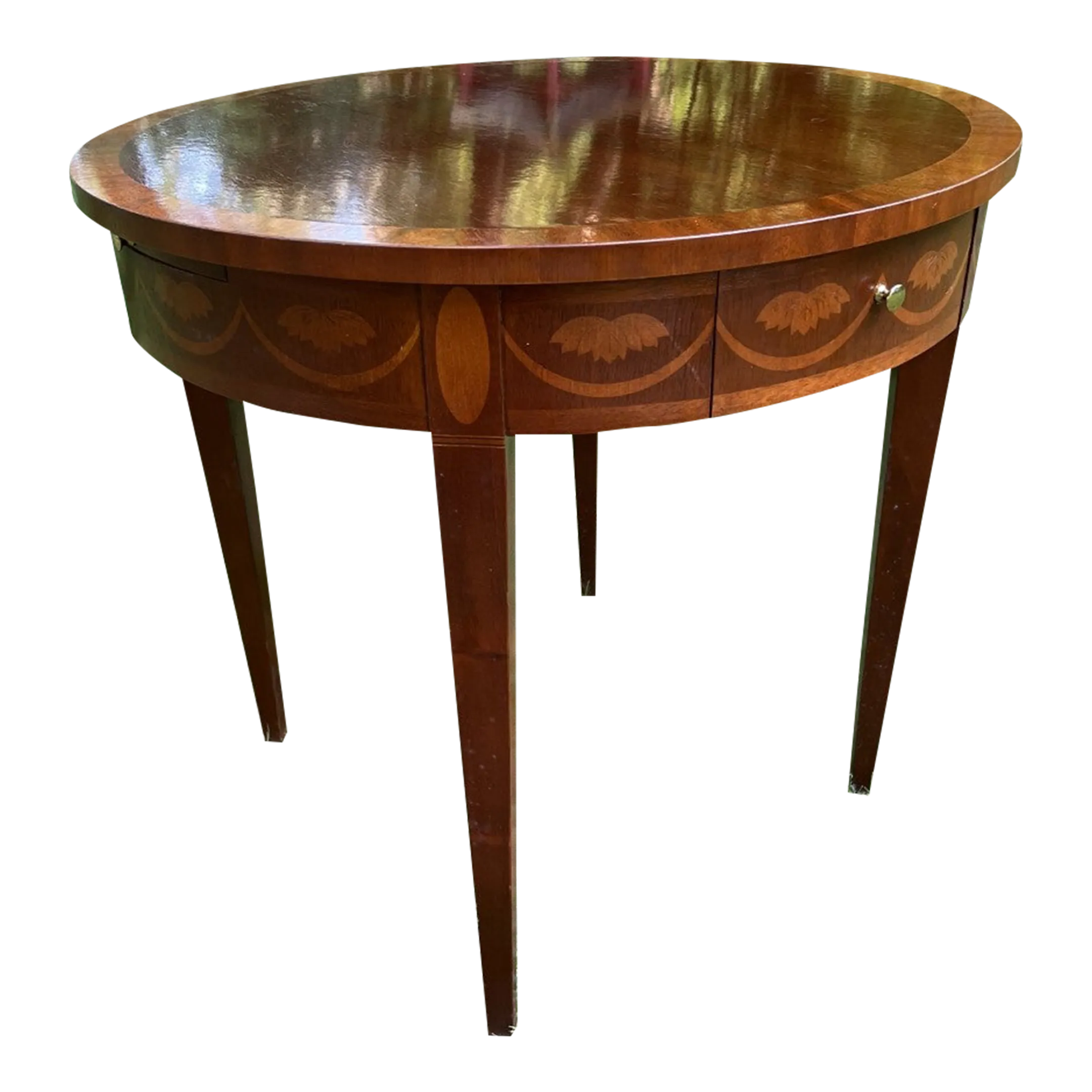 Baker Furniture Round 20th Century Side Table in Mahogany | Chairish