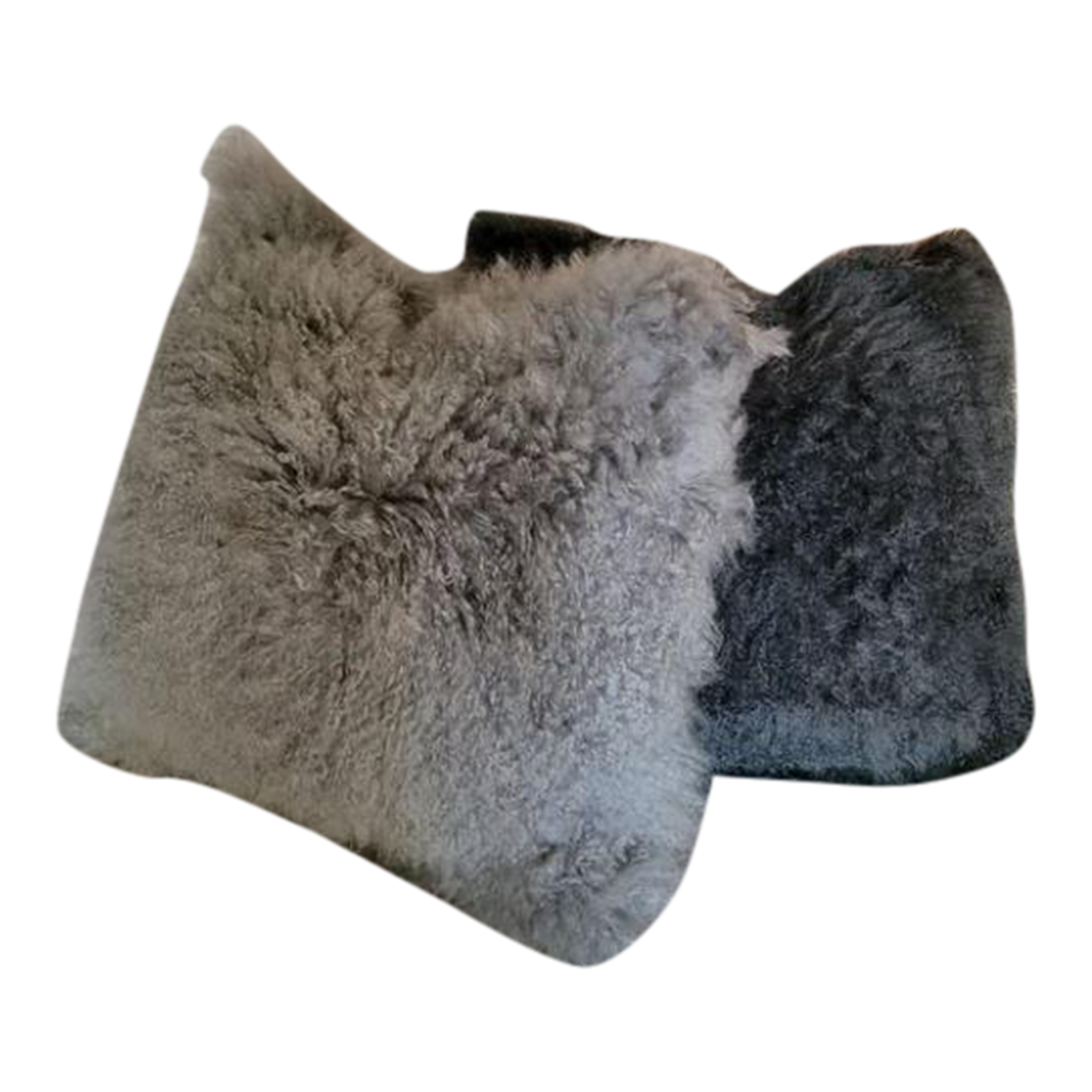 West Elm Mongolian Lamb Dark Grey Light Grey Throw Pillows Set