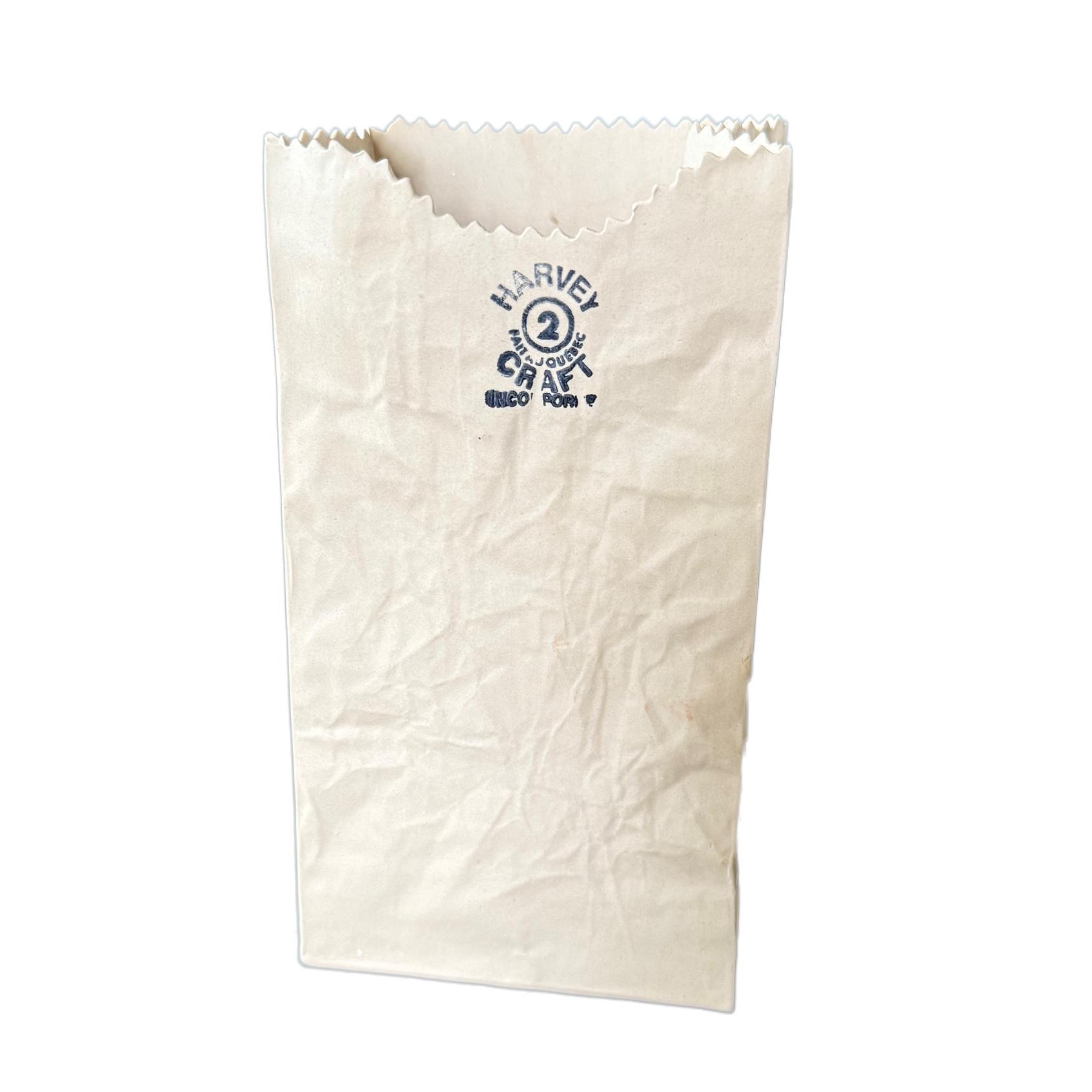 1980s Michael Harvey Ceramic Paper Bag Vase | Chairish