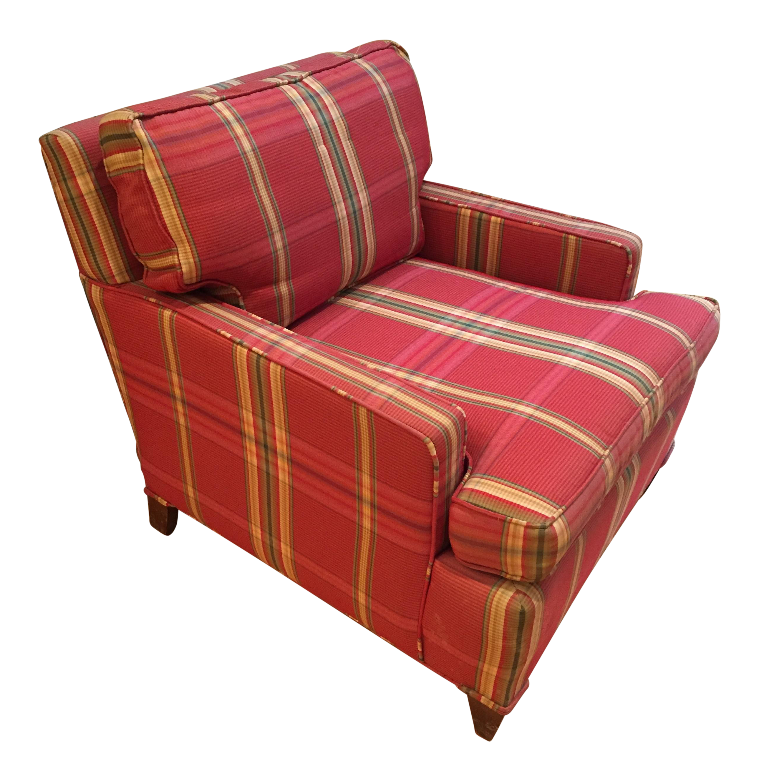 Mid Century Medium Red Plaid Upholstered Club Chair Chairish