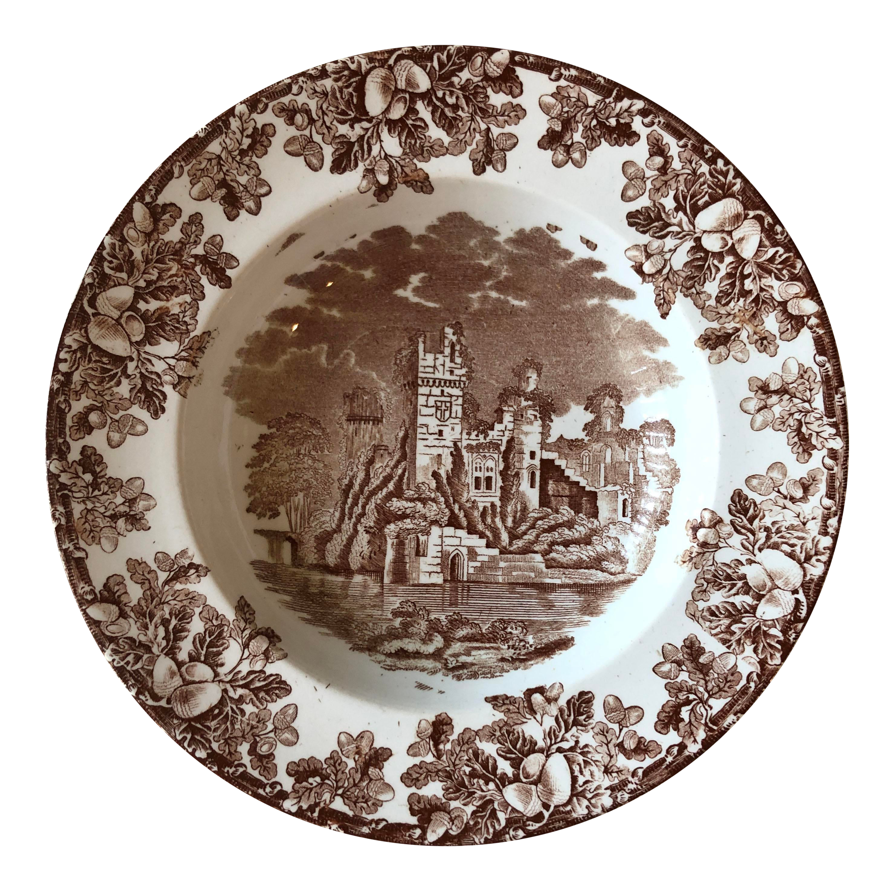 W T Copeland Sons Spode Ruins Brown Transferware Bowl Chairish