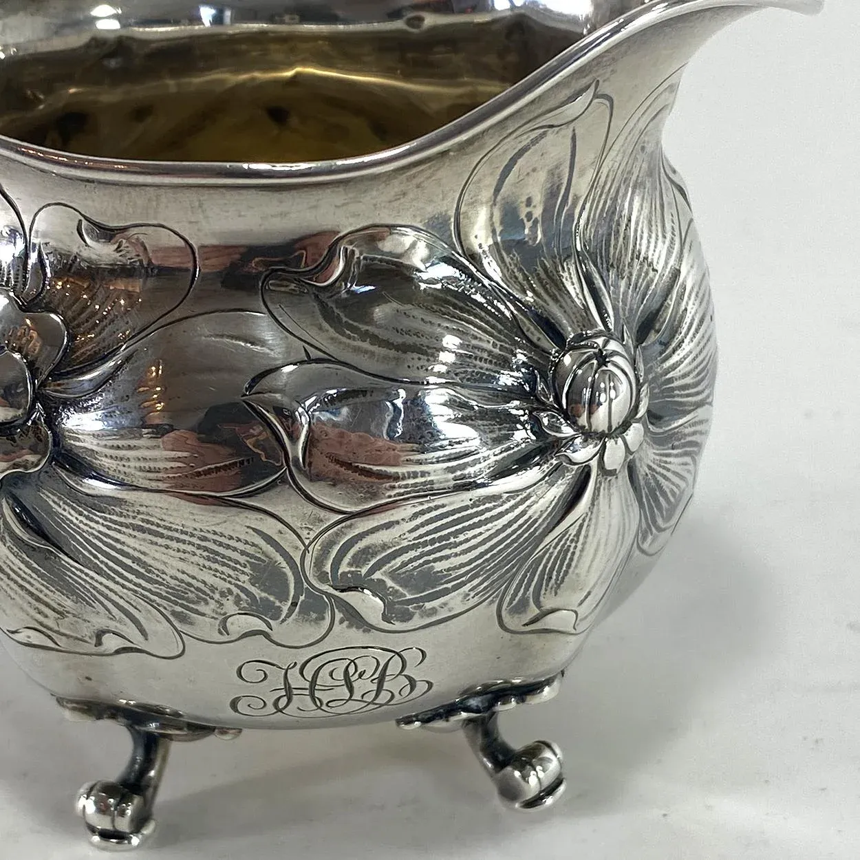 GORHAM。DOLLAR STEAMSHIP LINES。 食器、ボウル。骨董 1903-4 Three-Piece American Gorham Art Nouveau Sterling
