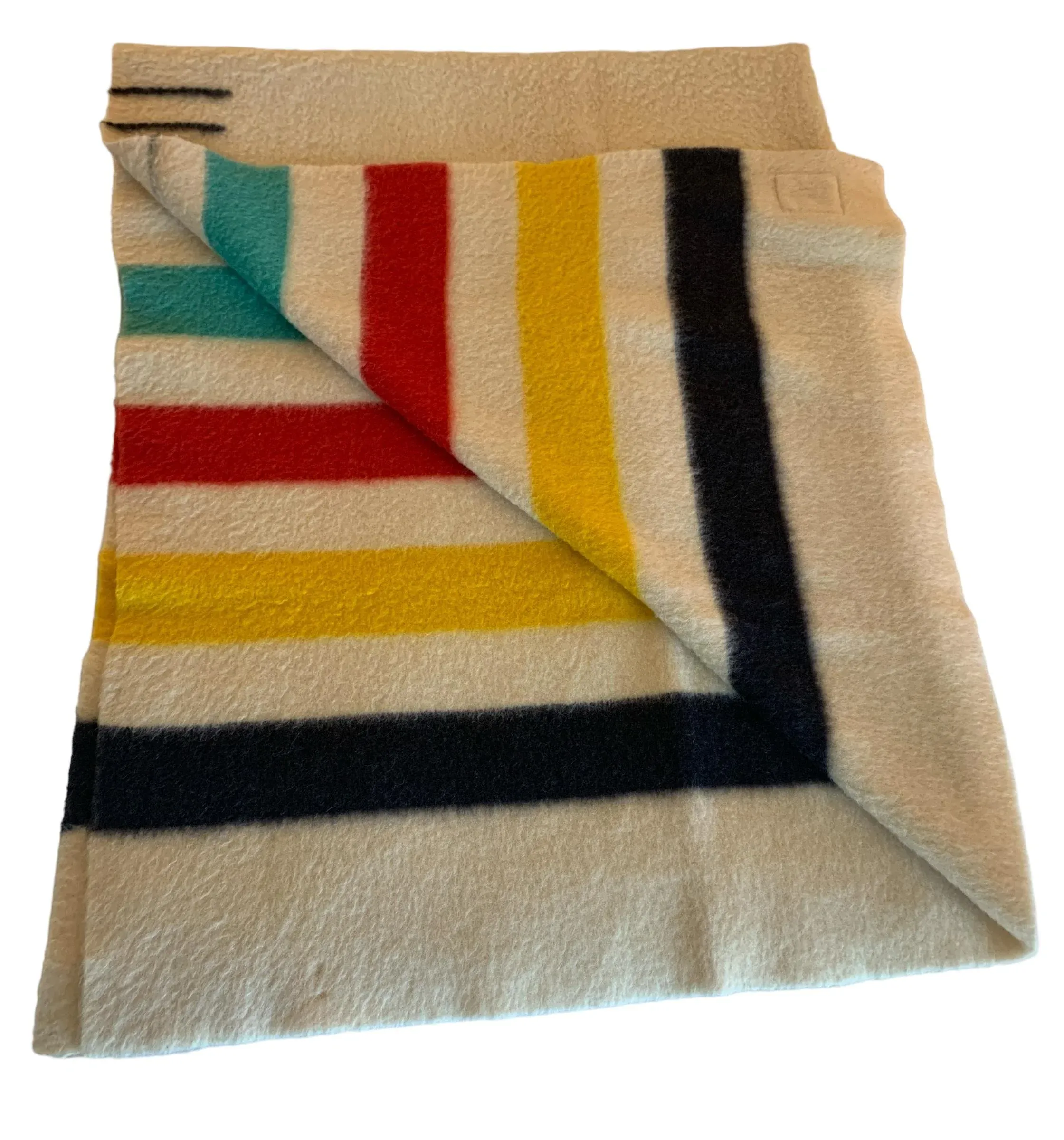 Vintage Hudson Bay 4 Point Red Wool Striped Blanket - Red