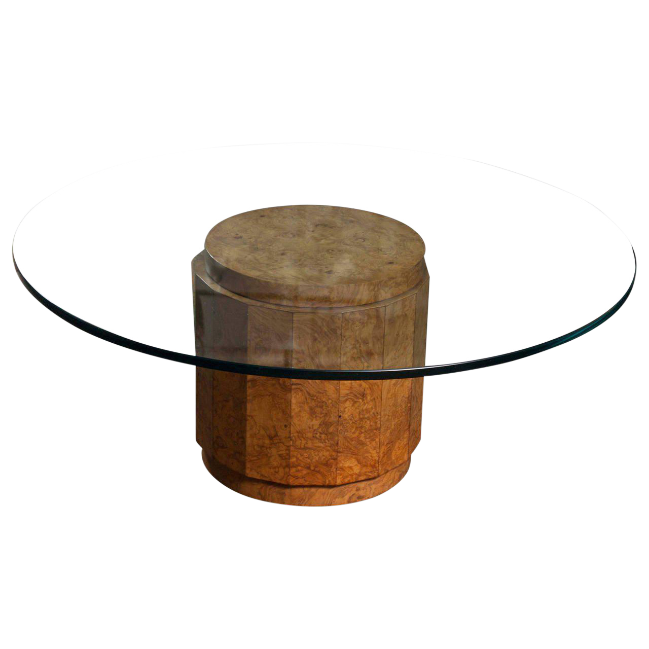 Burl Olive Wood Glass Top Table by Edward Wormley for Dunbar 6302g