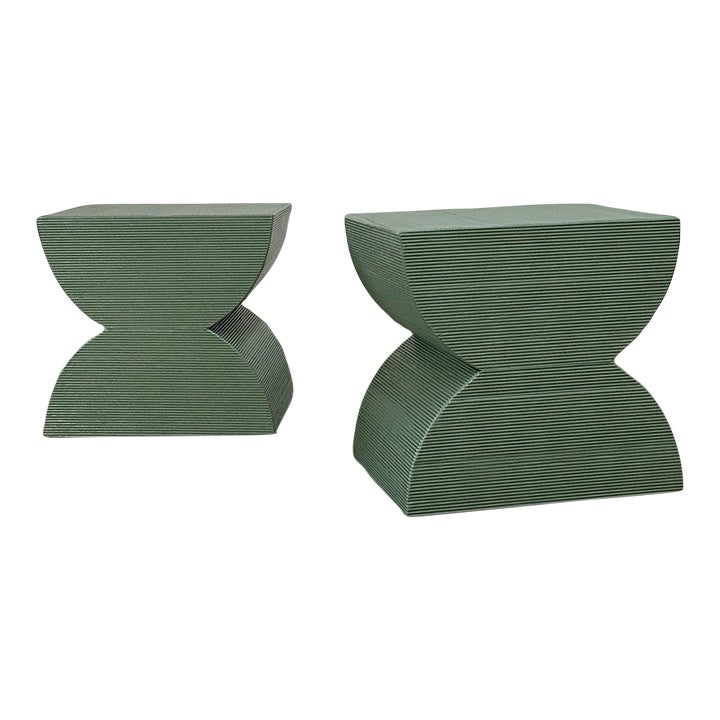 1970s Vintage Custom Reeded Side Tables - Pair | Chairish