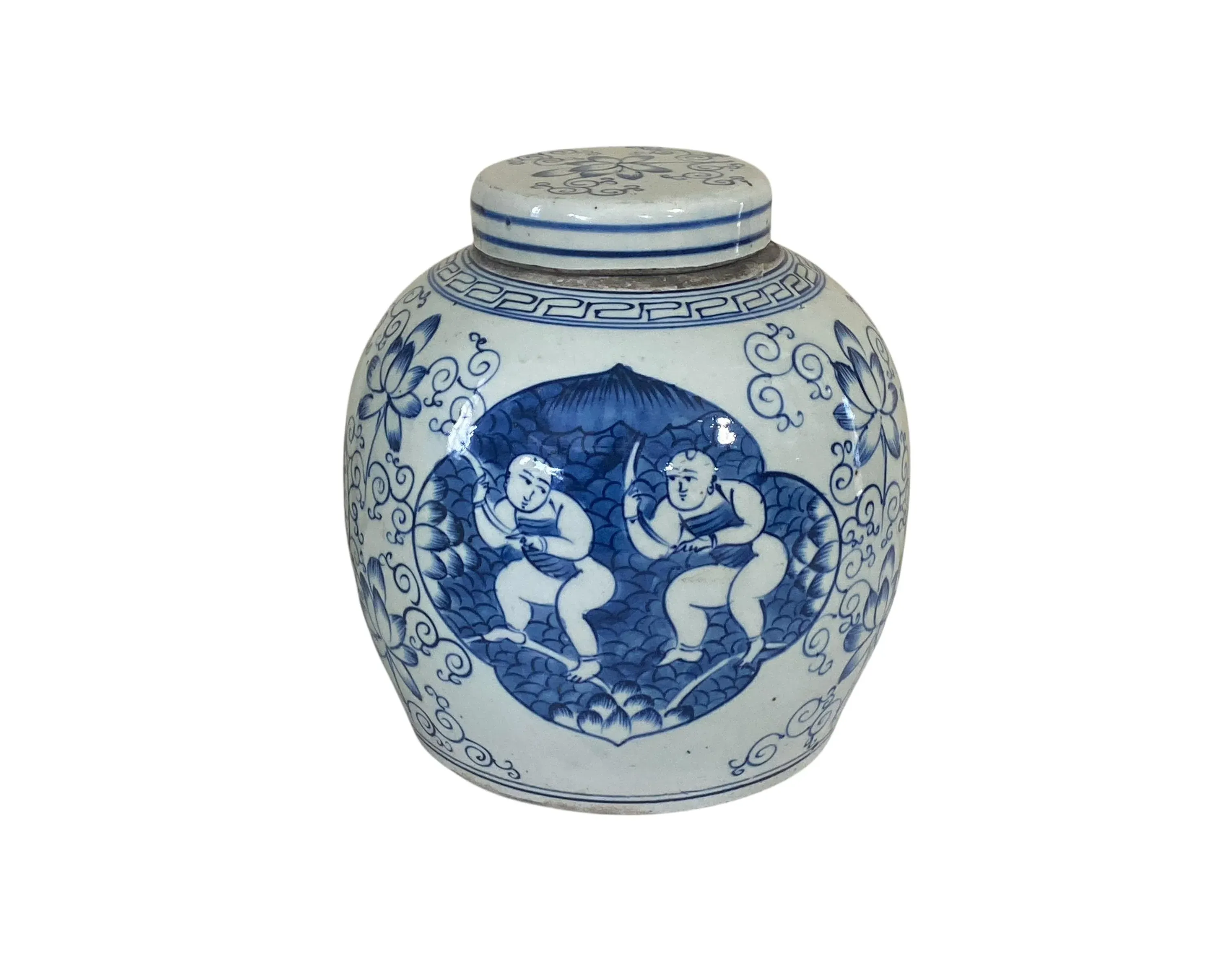Vintage Porcelain Ginger Jar With Hundred Boys Motif