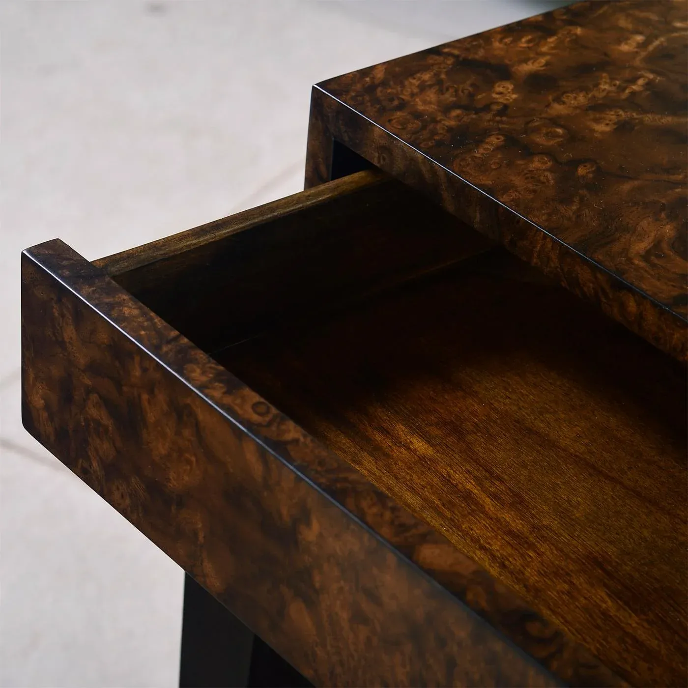 Art Deco Burl Walnut Console