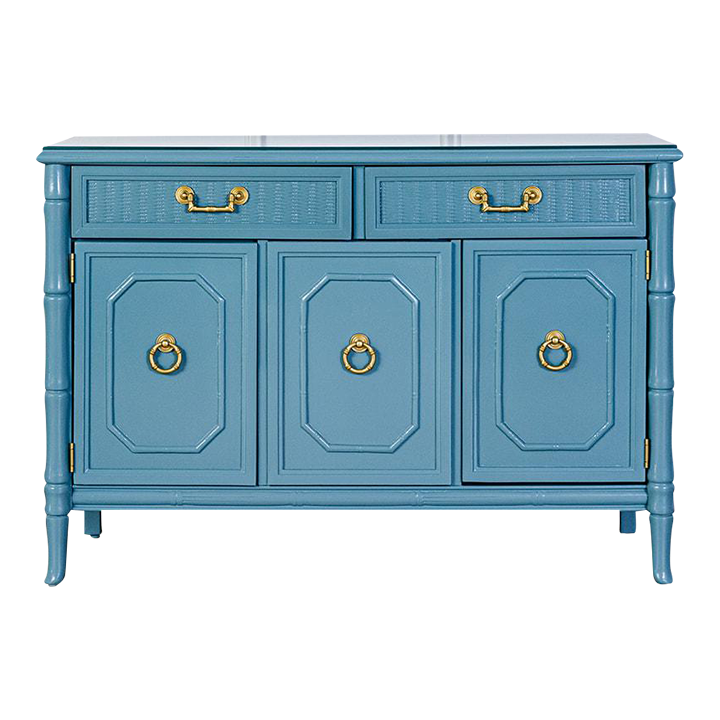 1960s Vintage Broyhill Faux Bamboo Server Professionally Lacquered