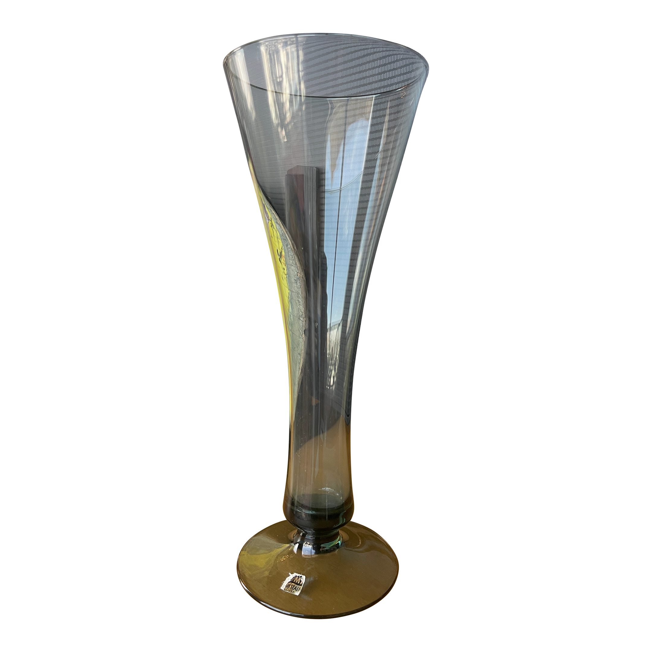 1950s Wilhelm Wagenfeld Marked Tourmaline Glass Vase Wmf Wvz 453