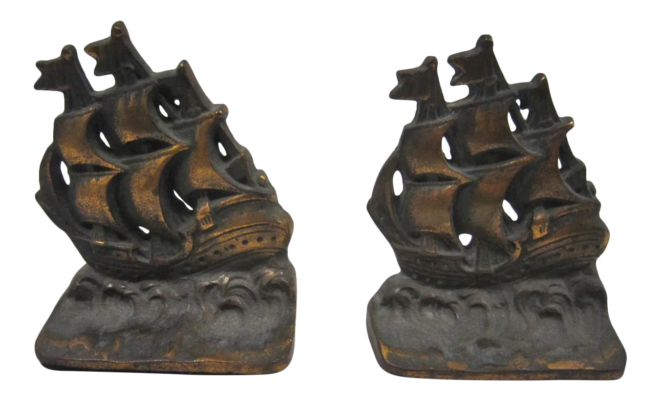 Vintage Sailing Ship Bookends, Pair Chairish