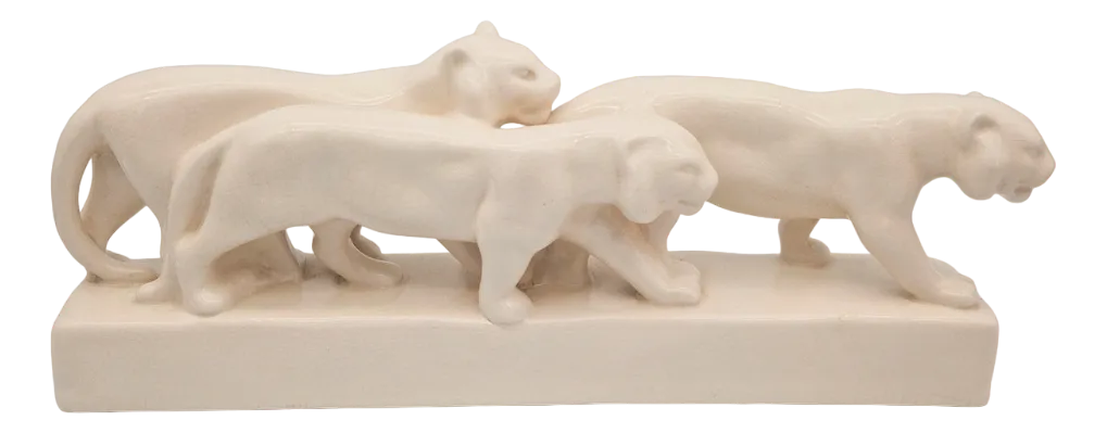 Large Art Deco Lion Figurine, 1930s