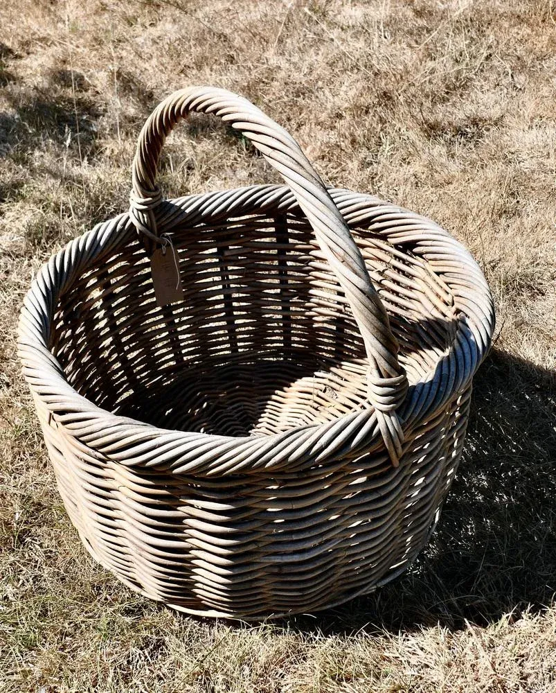 Large Antique French Wicker Bread Basket, 1900 | Chairish
