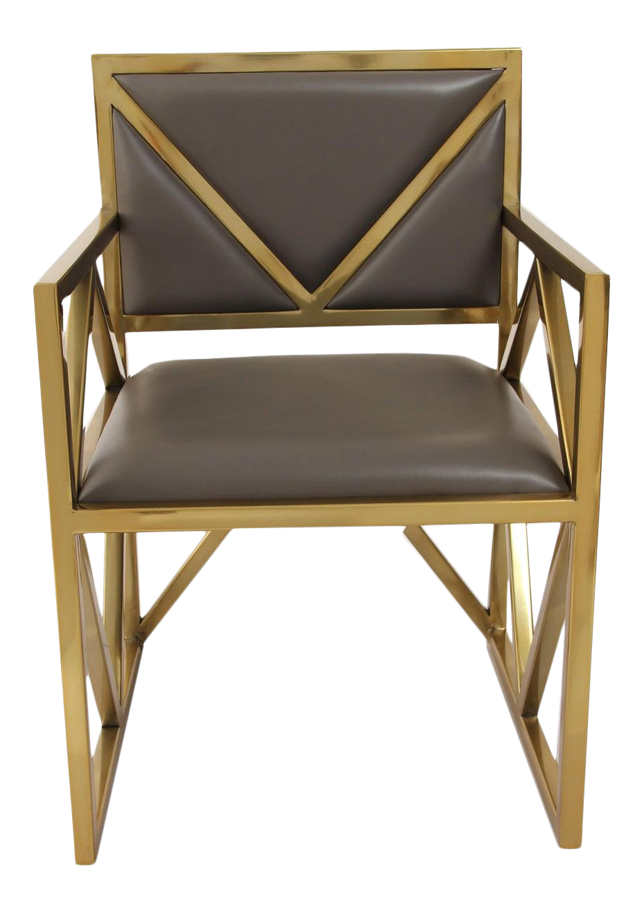 Contemporary Gray Leather X Arm Chair | Chairish