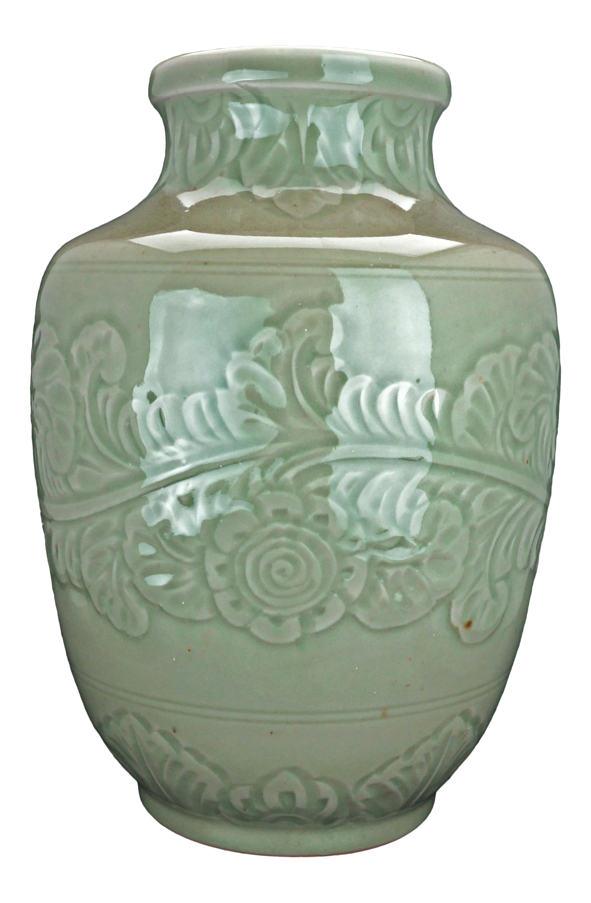 1930s Vintage Chinese Or Korean Incised Celadon Porcelain Vase Chairish