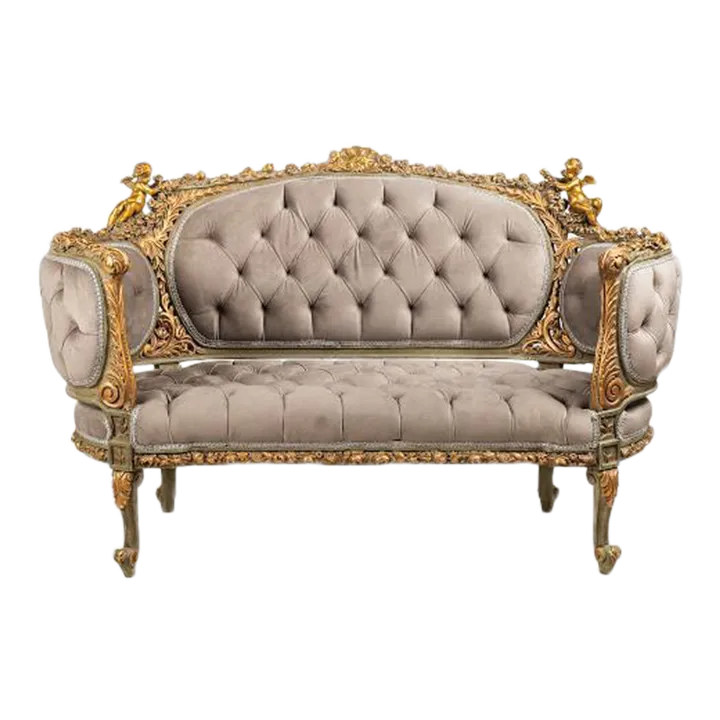 Vintage French Grey Velvet Settee Chairish