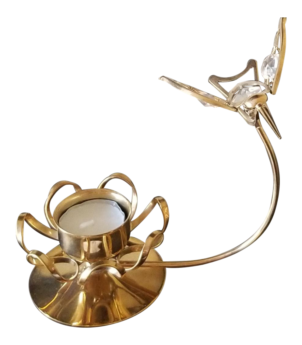 Vintage Gatco Solid Brass Hummingbird MCM Mid Century Taper Candle