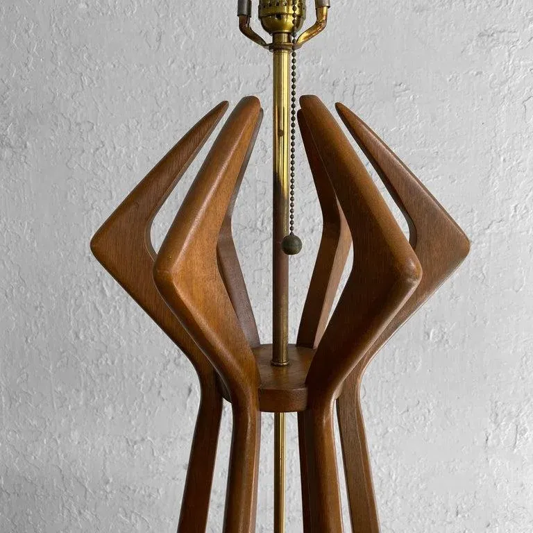 Paoul Italian Dance ShoesMid-Century Modern Sculpted Walnut Table Lamp by Modeline, Unsigned