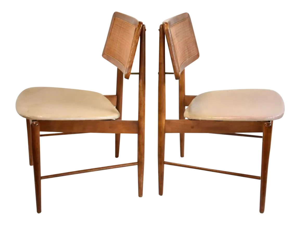 Danish Mid Century Modern Chairs With Caning a Pair Chairish