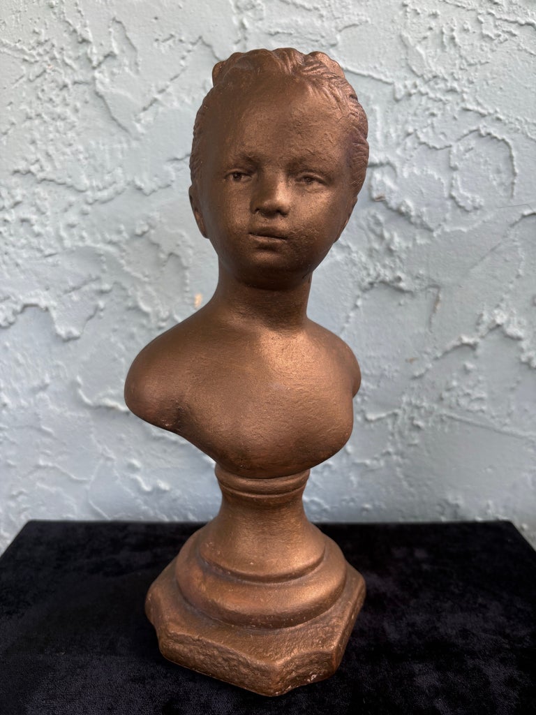 Vintage Pair of Classical Child Busts on Pedestals – Boy & Girl 