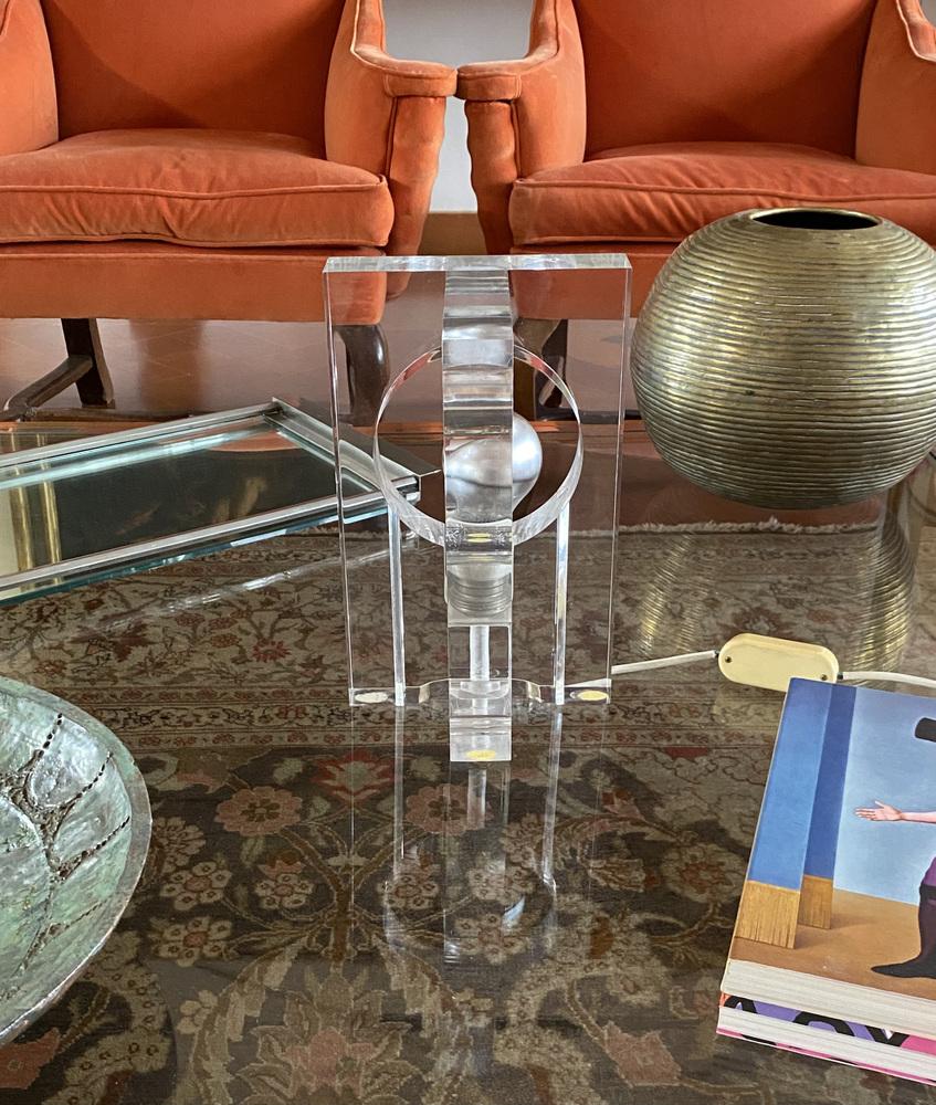 Sculptural Acrylic Table Lamp by Sandro Petti for Maison Jansen, France, 1970s