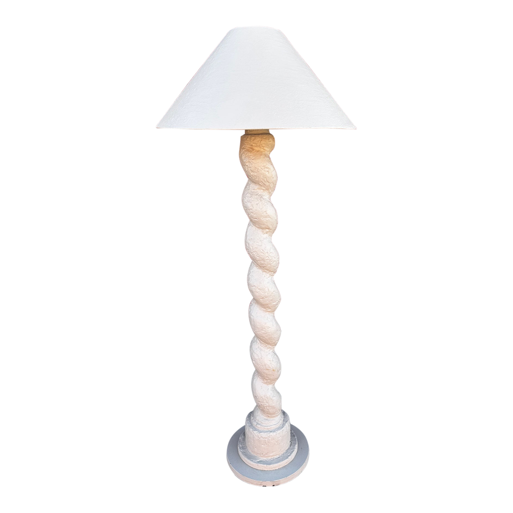 Post Modern Michael Taylor Style Plaster Spiral Floor Lamp W/Shade