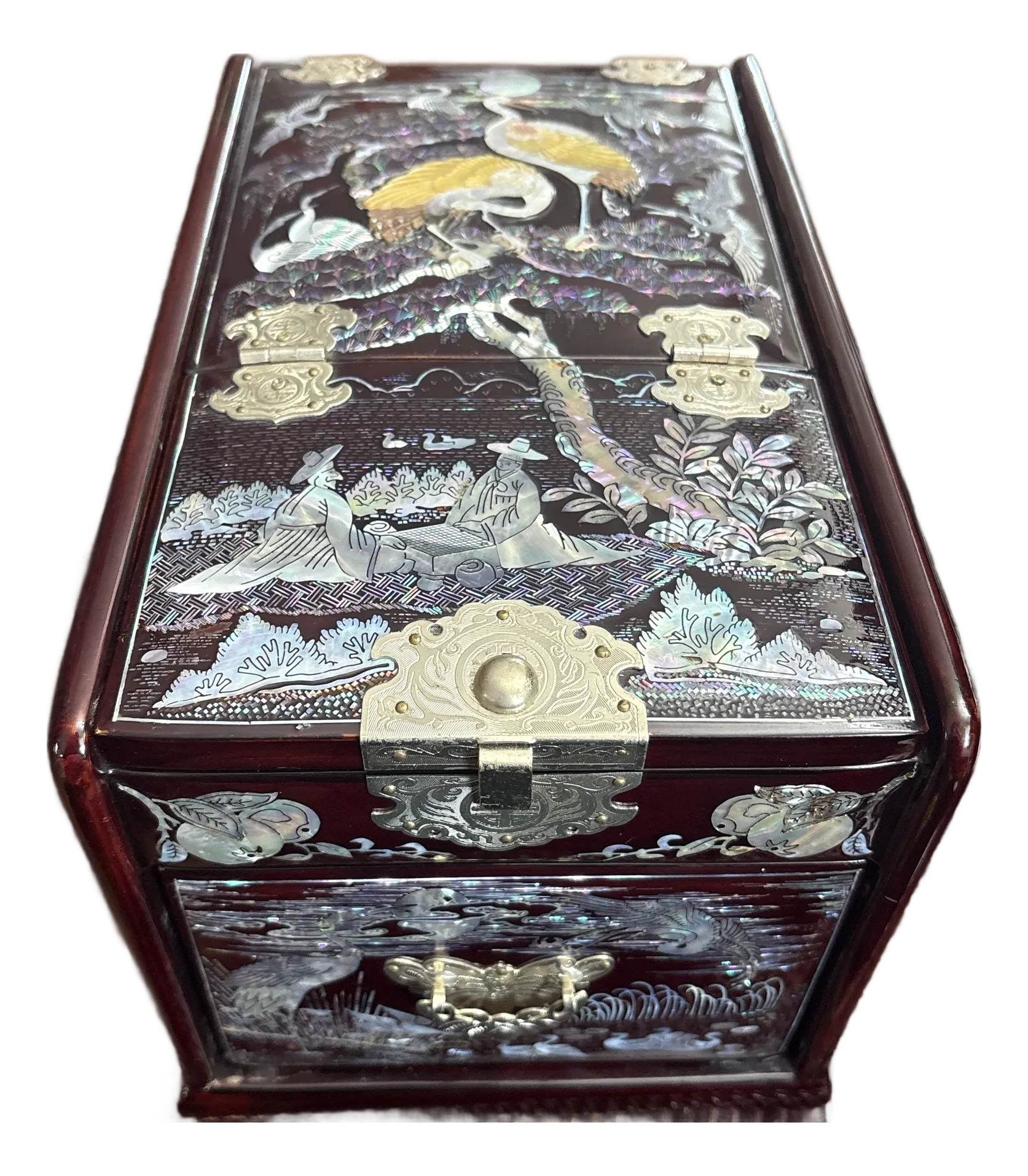 1930s Najeonchilgi Inlaid Mother of Pearl Large Lacquered Jewel