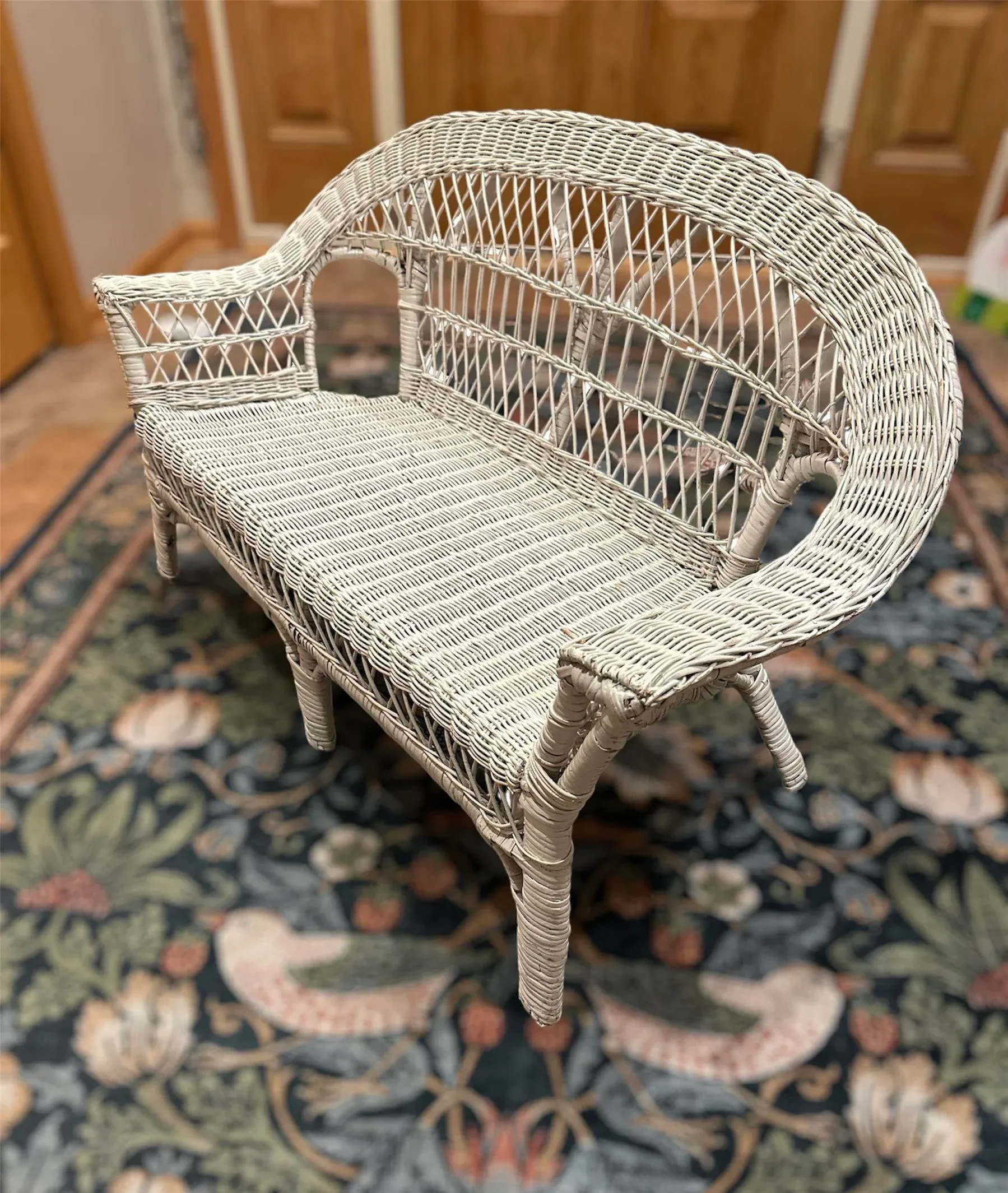 Vintage Children s Furniture White Wicker Settee Chairish