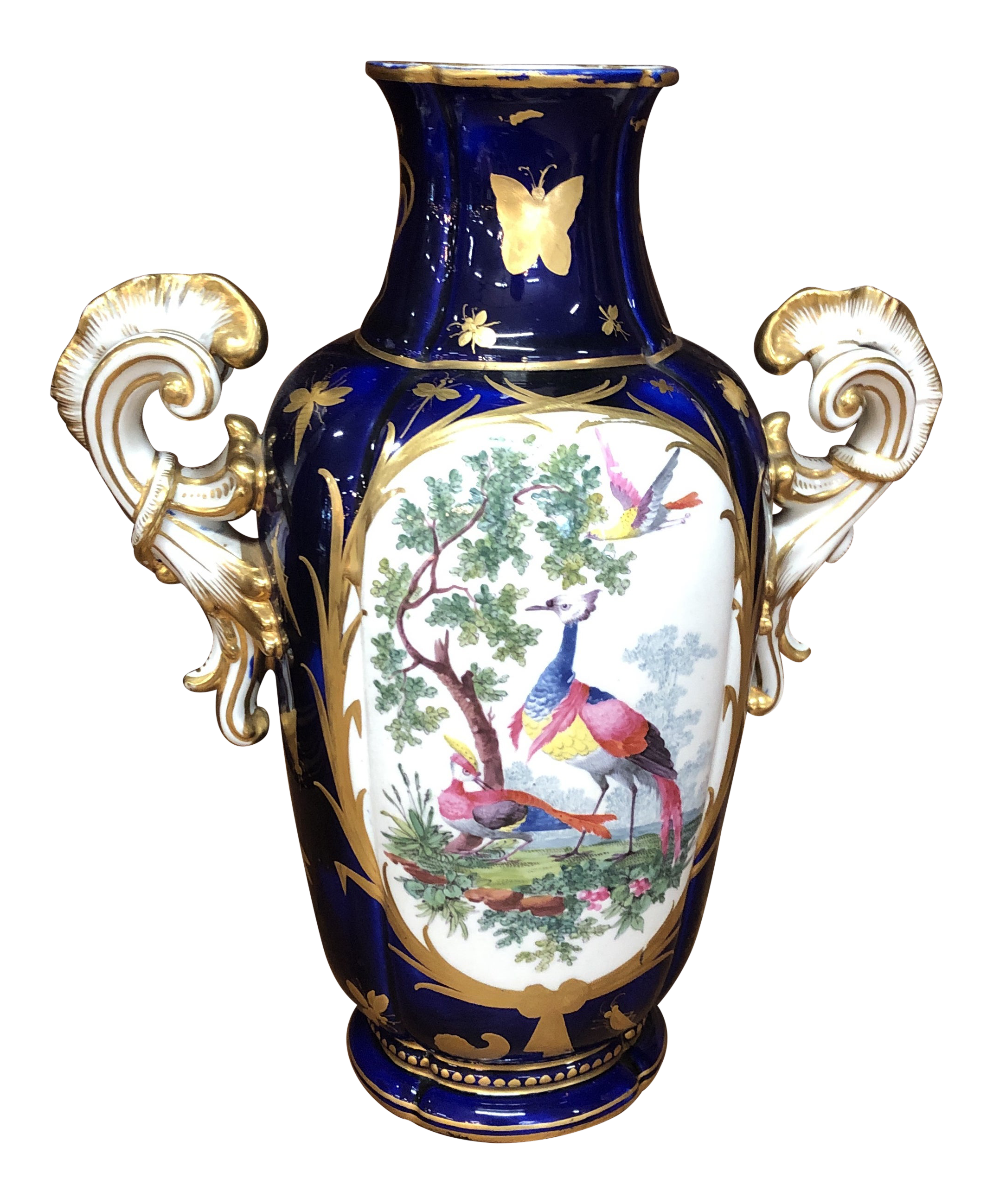 English Porcelain Rococo Vase With Gilt Insects Chairish