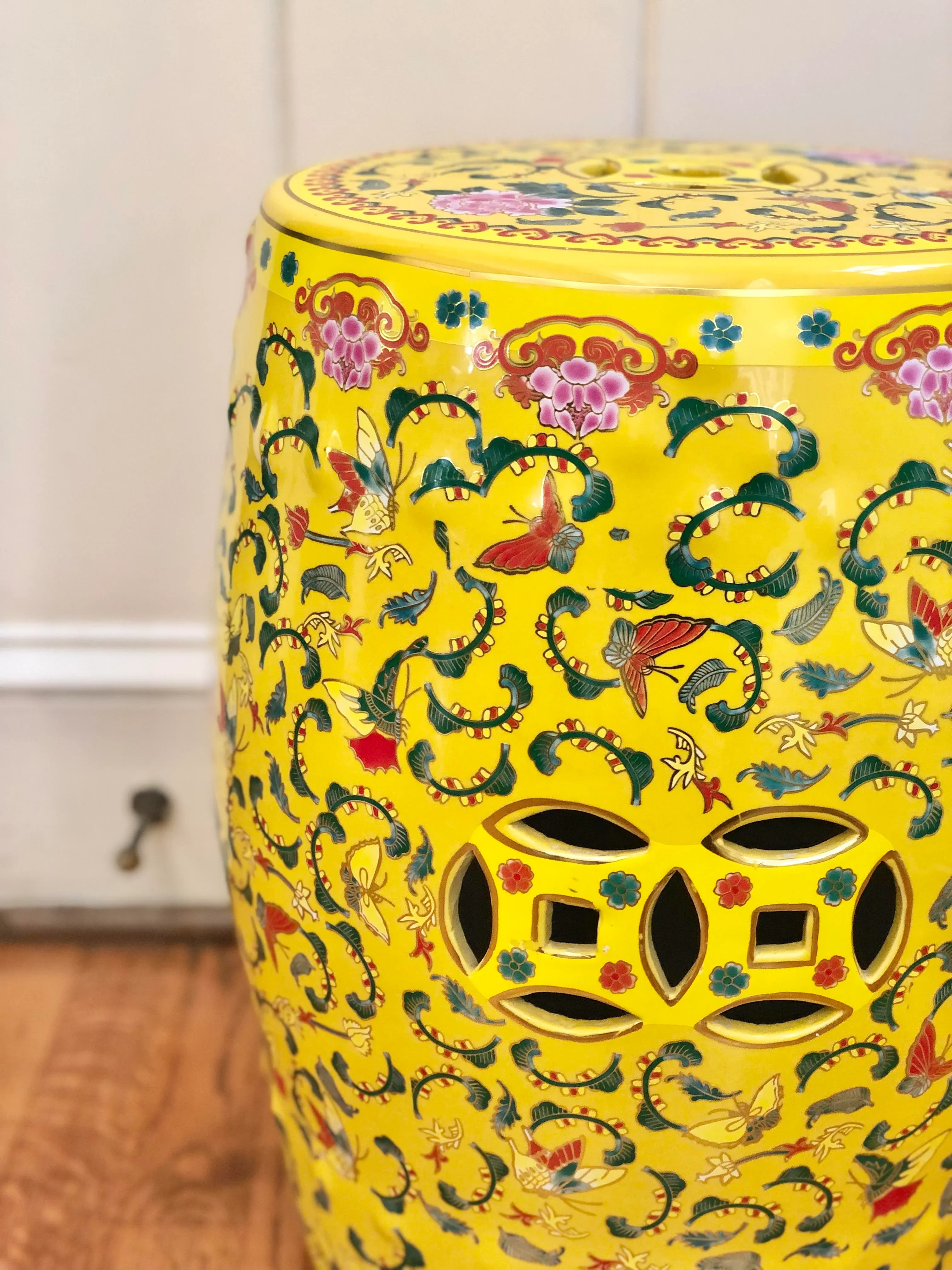 Vintage Famille Rose Yellow Ceramic Garden Stool Chairish