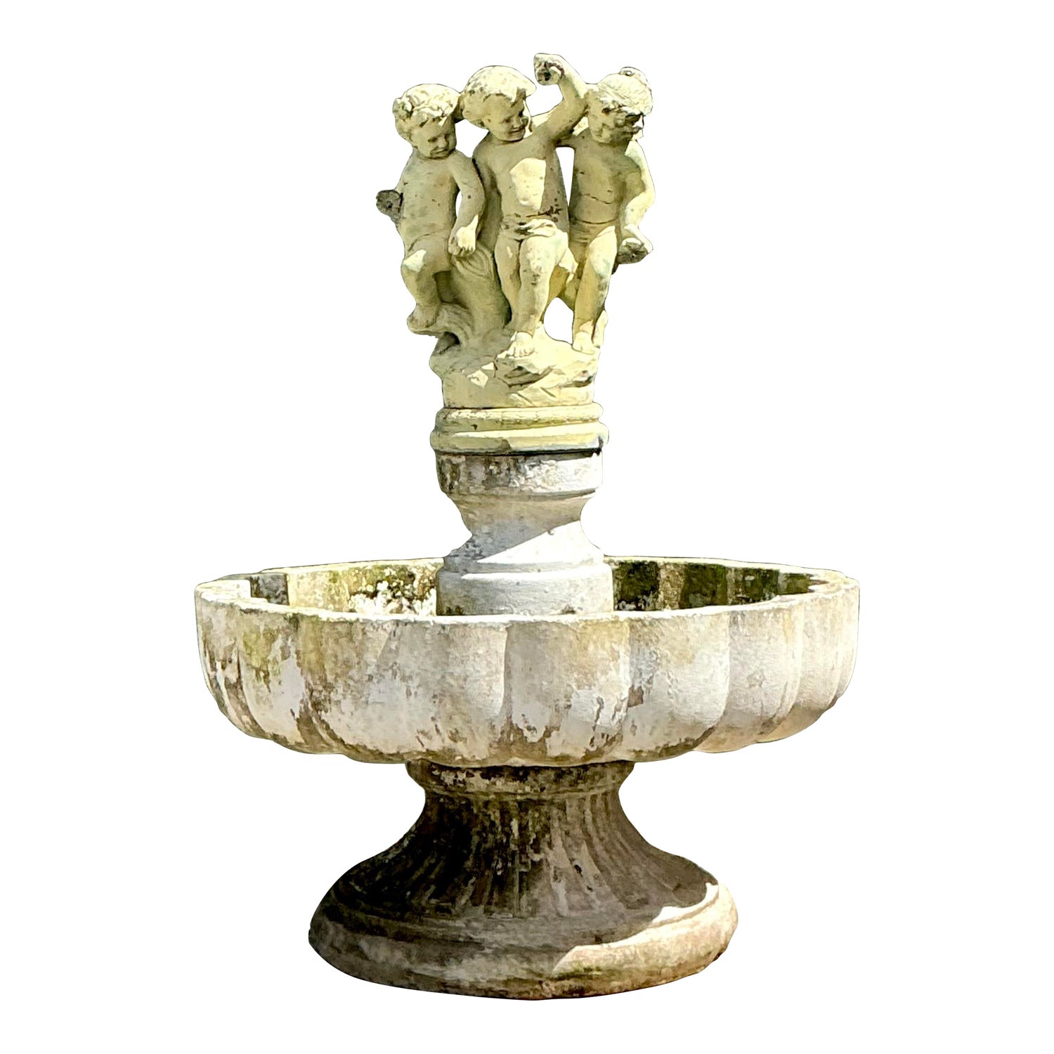 Vintage Regency Cast Concrete Distressed Fountain