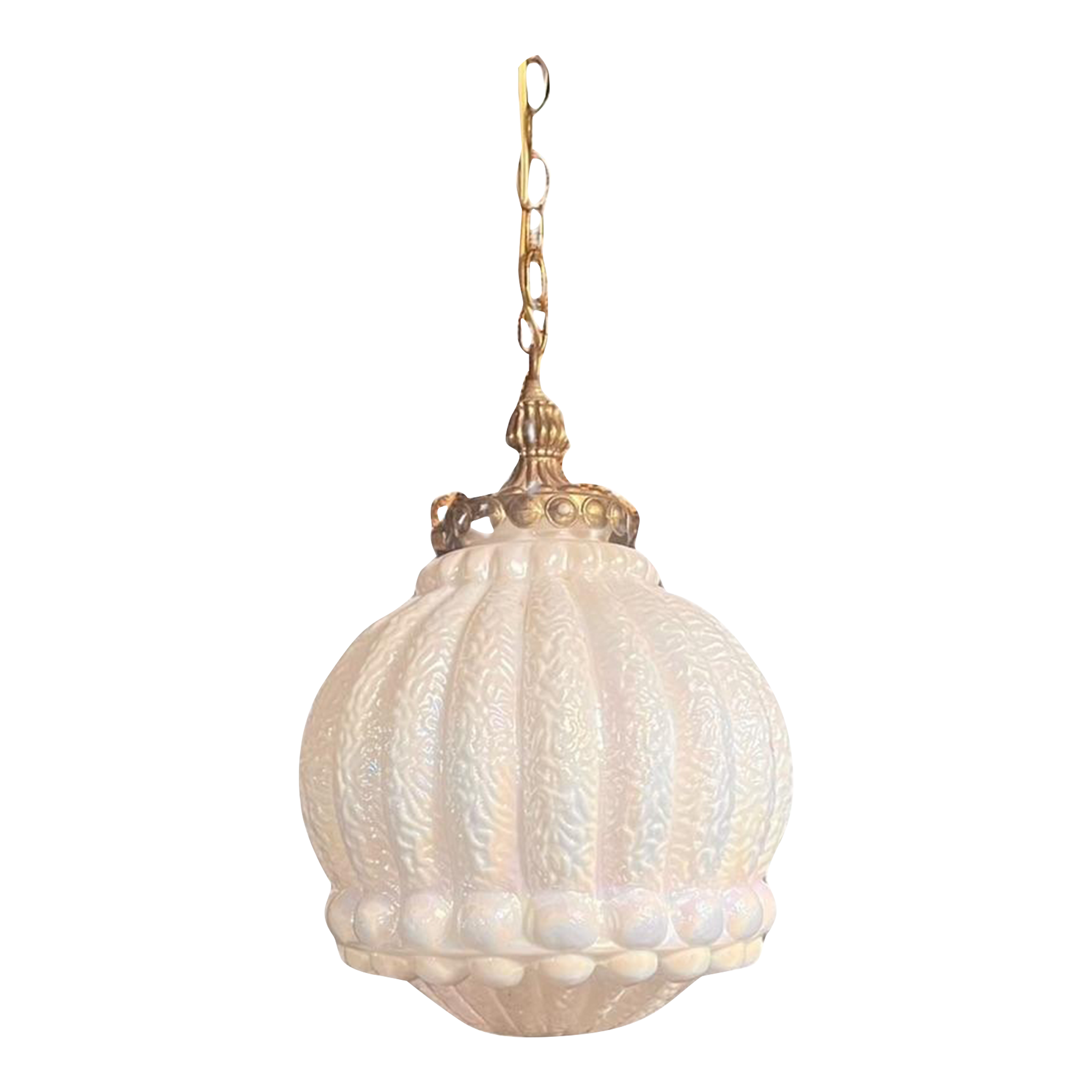 Vintage Hollywood Regency Style Iridescent Hanging Swag Lamp