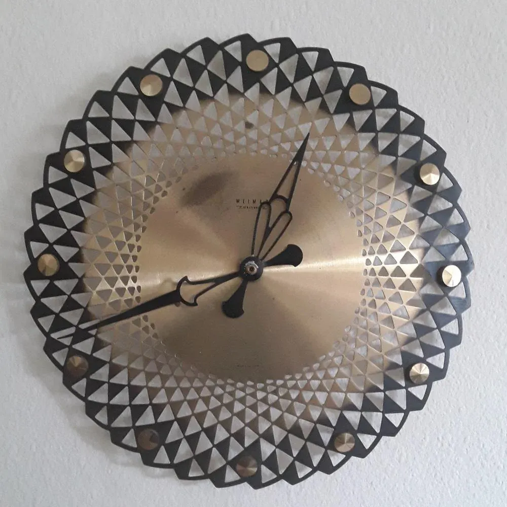 Vintage Round Wall Clock with Openwork Metal Dial from Weimar, 1970s |  Chairish, image size:1000x1000