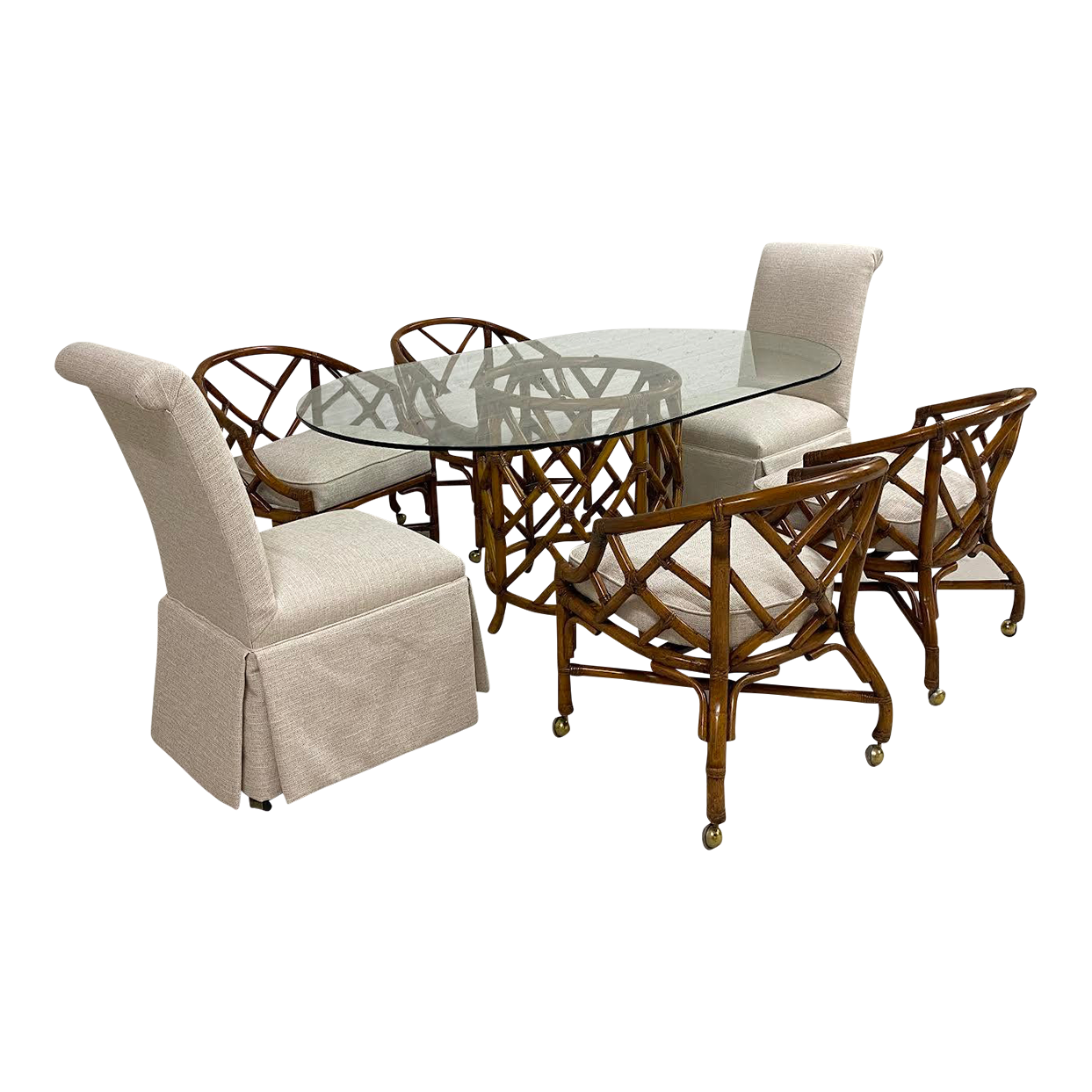 1980s Vintage Henry Link Dining Set of 7 Chairish