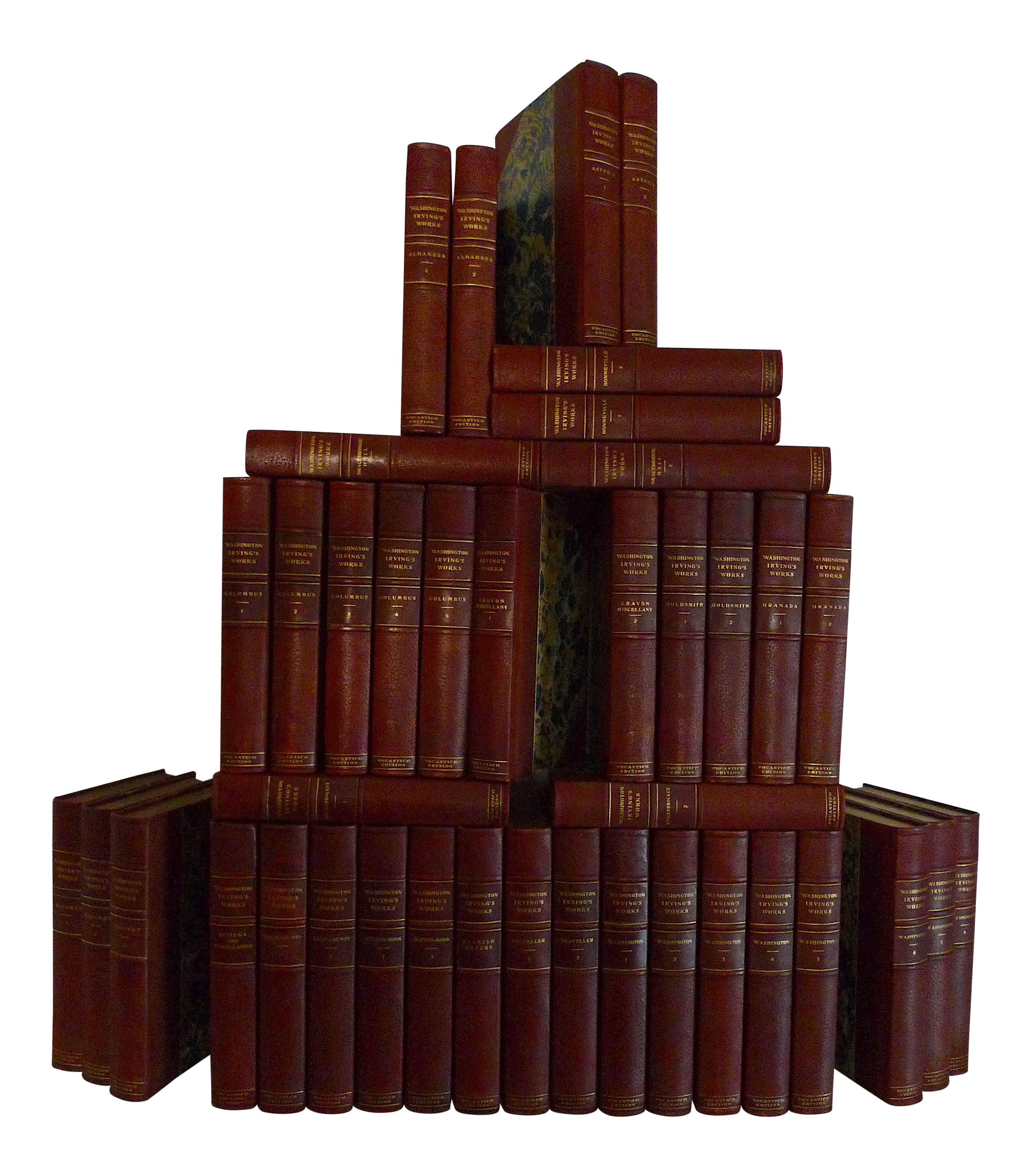 Early 20th Century Decorative Leather Books G P Putnam S Sons Collected Works Of Washington Irving Complete 40 Volume Set Chairish