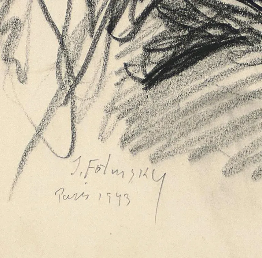 Portrait - Original Charcoal Drawing by Serge Fotinsky - 1943 1943