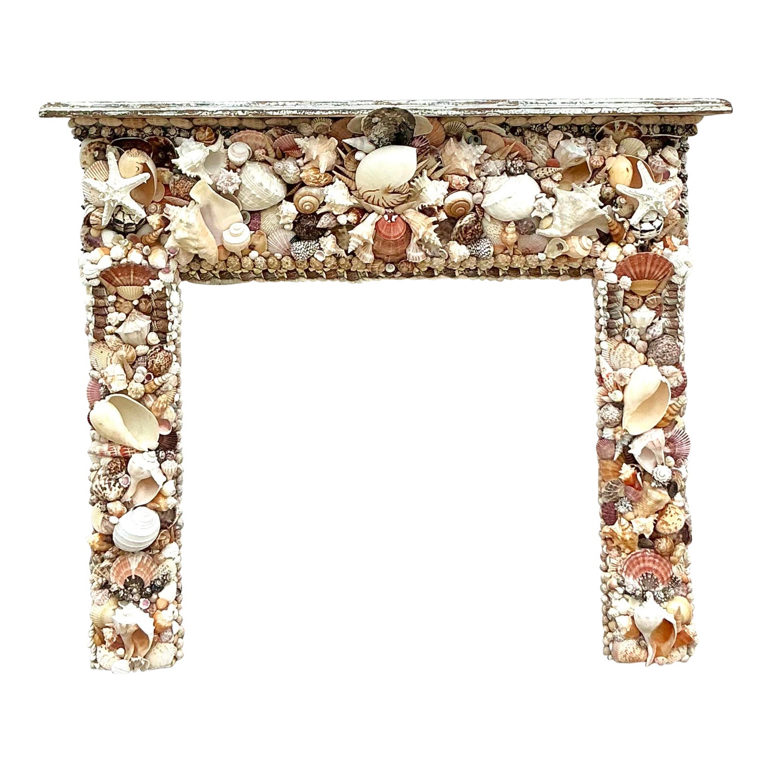 Vintage Boho Shell Encrusted Fireplace Surround