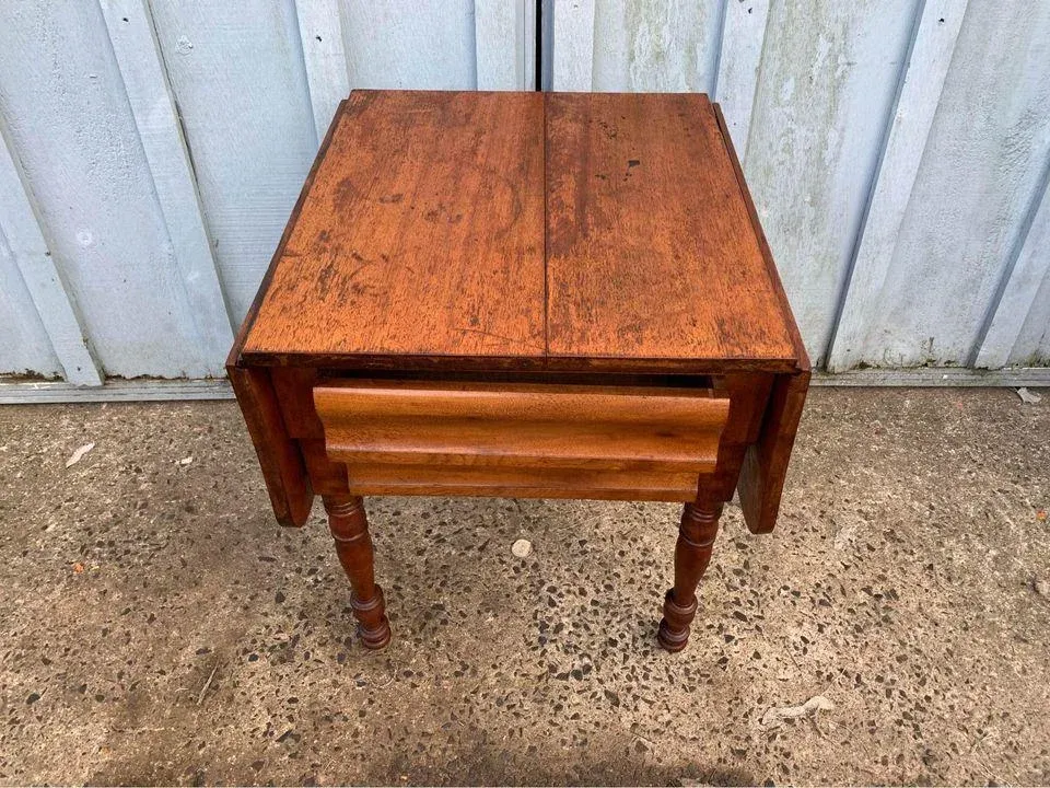 Antique Side End Drop-Leaf Table With Chairish