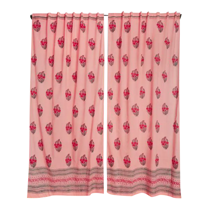 Roza 45" X 84" Coral Pink Curtain Chairish