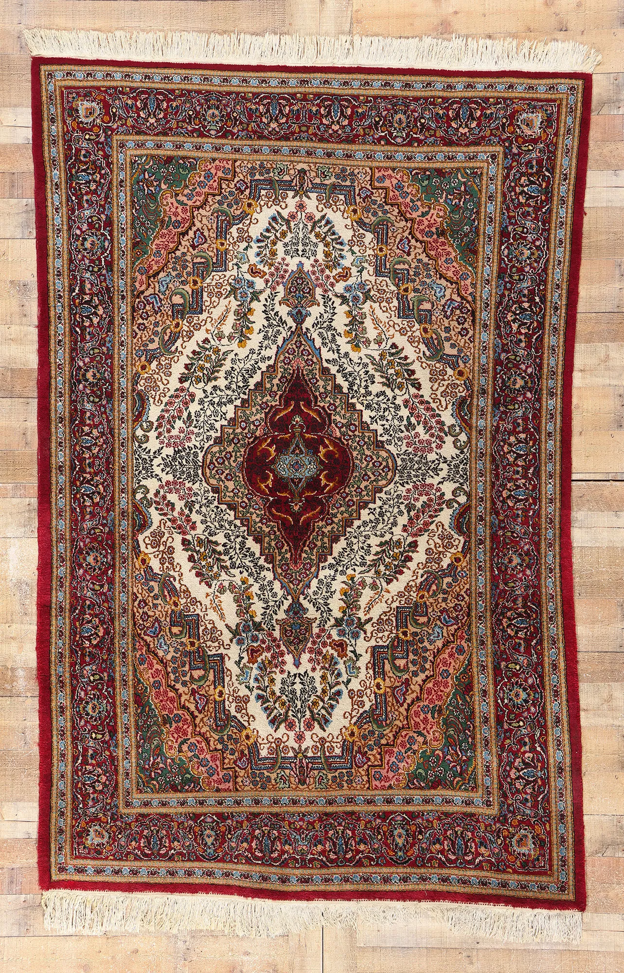 Vintage Persian Yazd Rug - 05'07 X 08'07 | Chairish