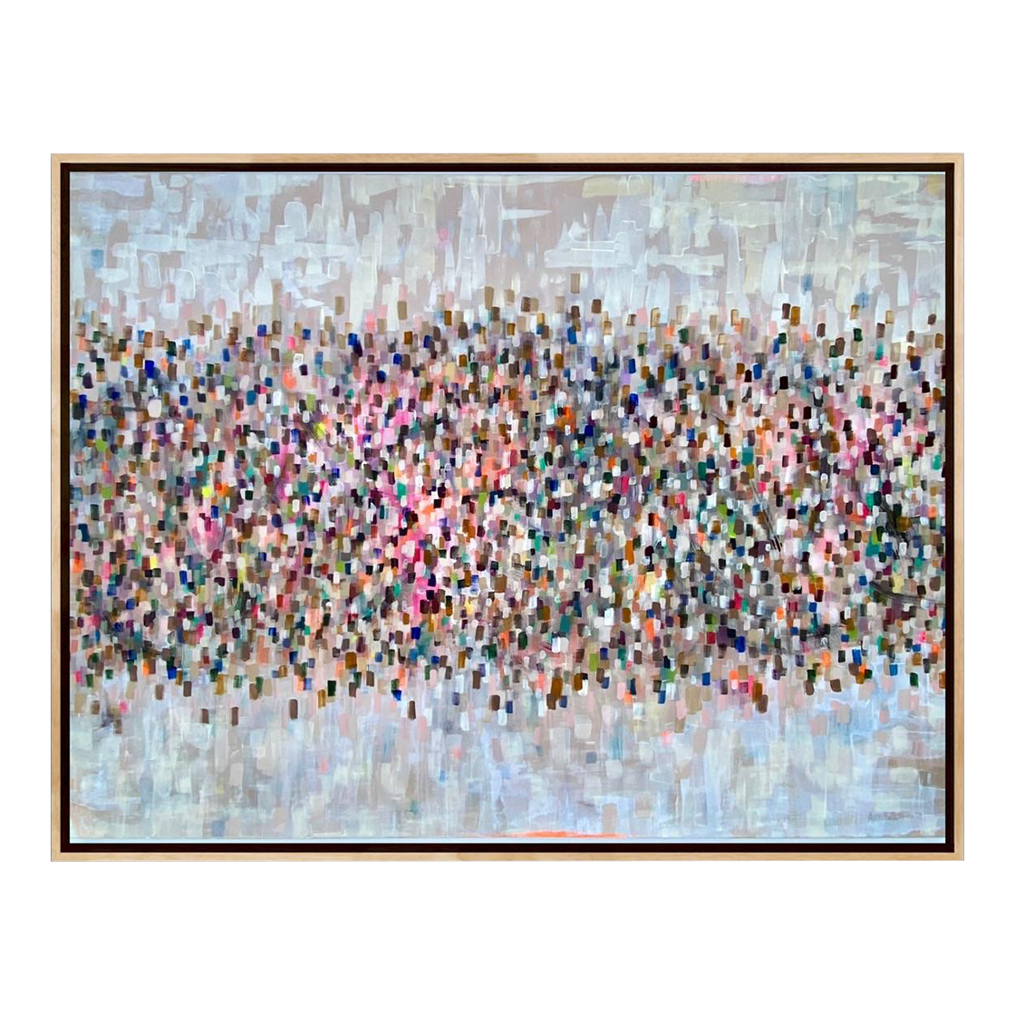 "Encore" Original 48"x36" Acrylic on Canvas Abstract Painting With Maple Frame by Pamela Harmon