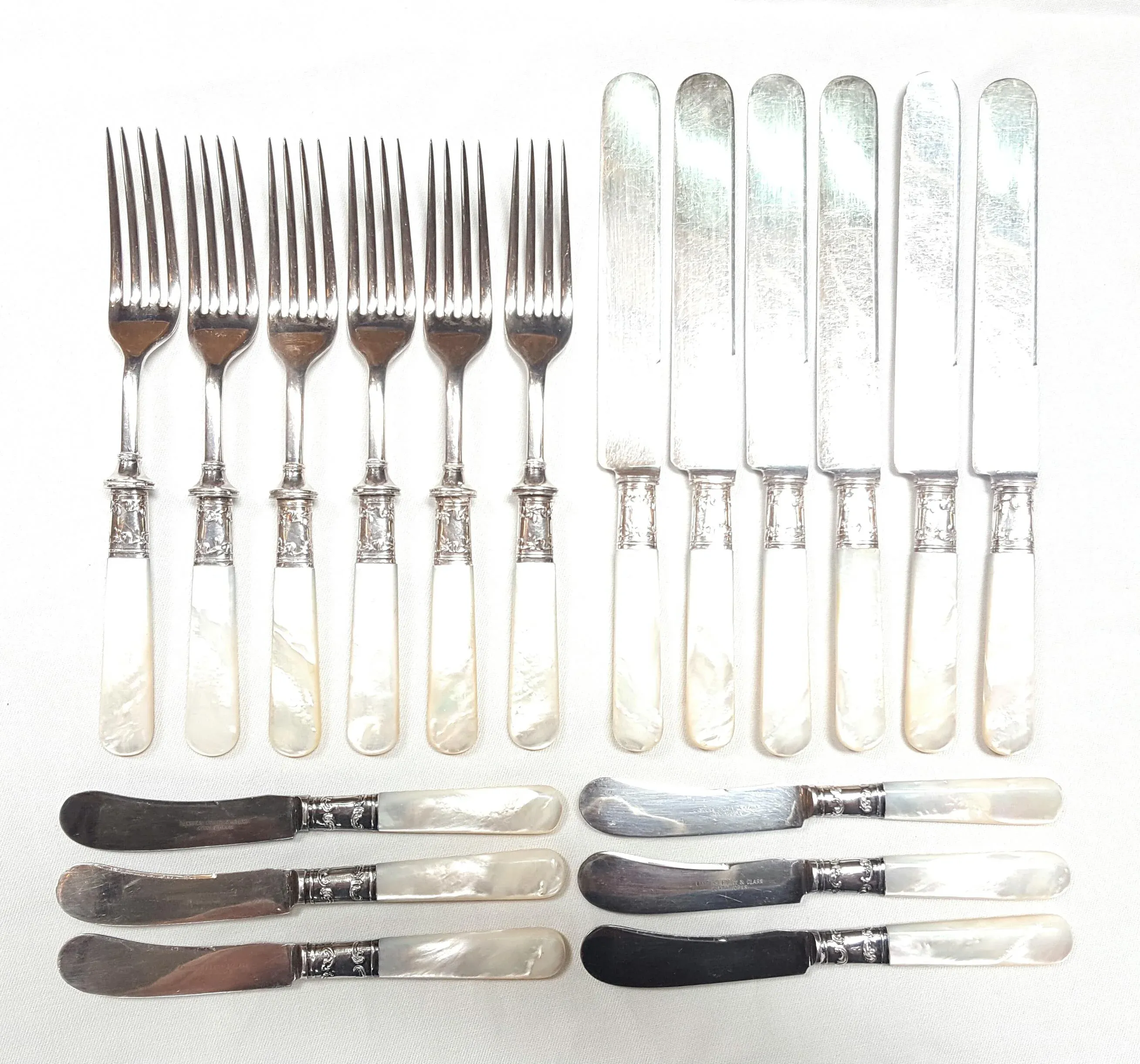 Landers, Frary and Clark Aetna Works Antique Fish Set Sterling