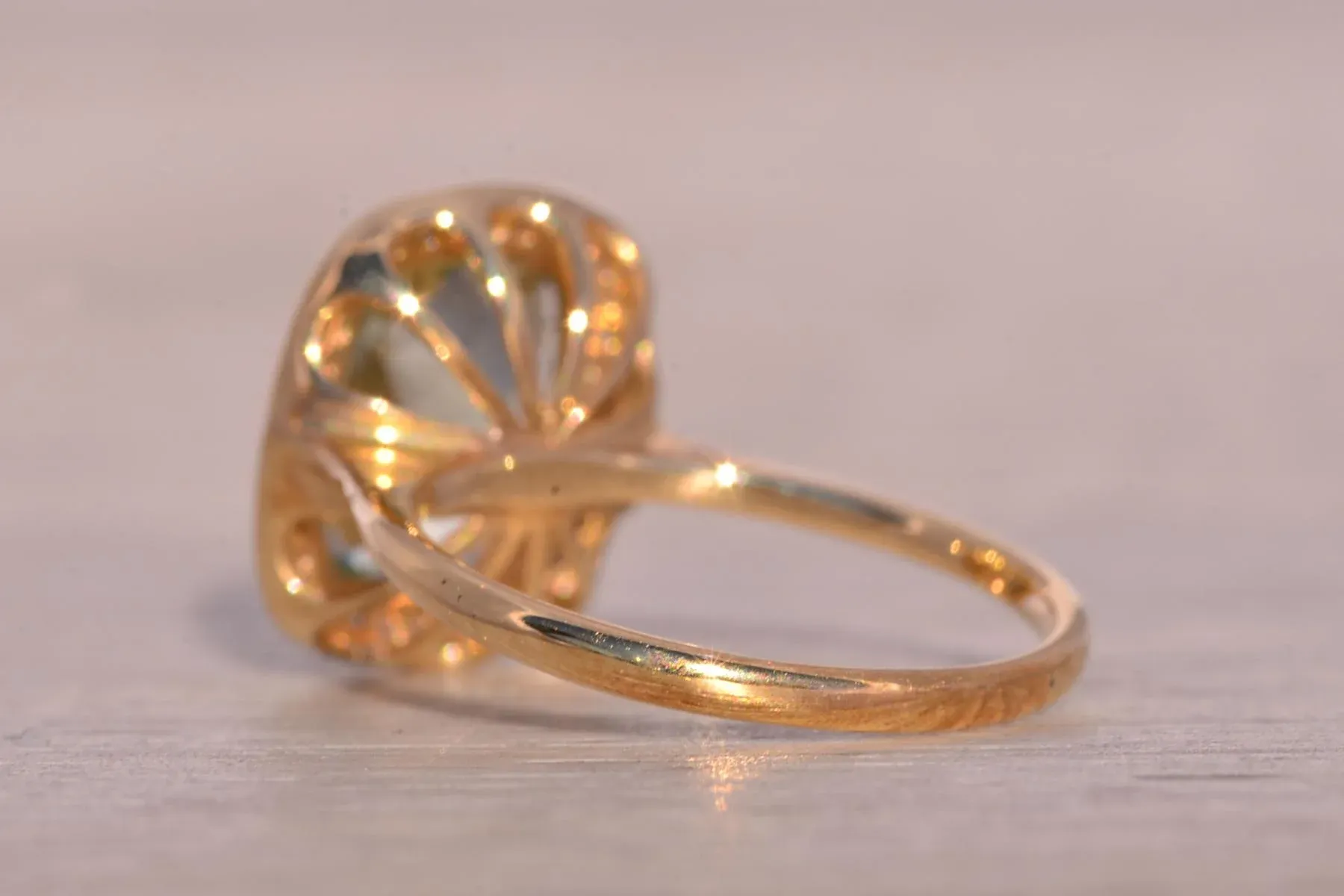 Praisiolite and Natural Diamond Halo Ring in Yellow Gold main image 0